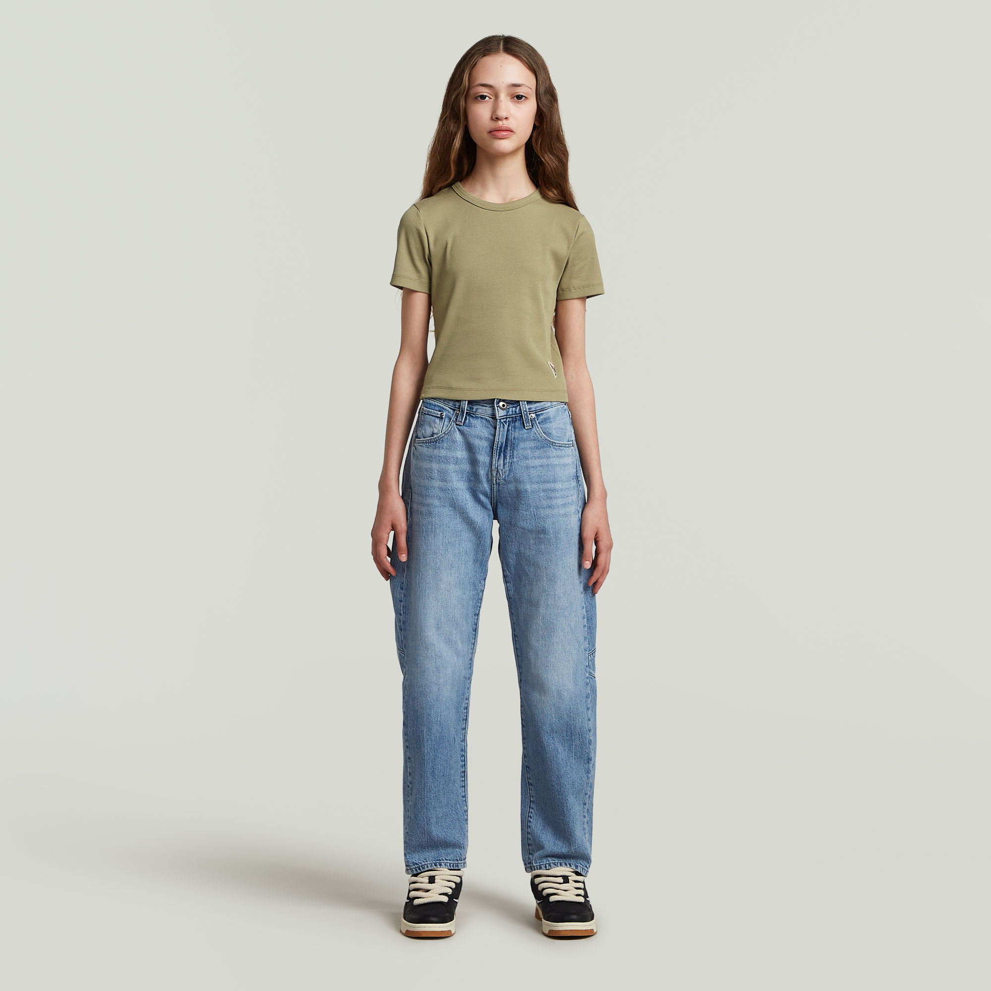 Thumbnail - Girls T-Shirt Slim Crop - Grün - mädchen