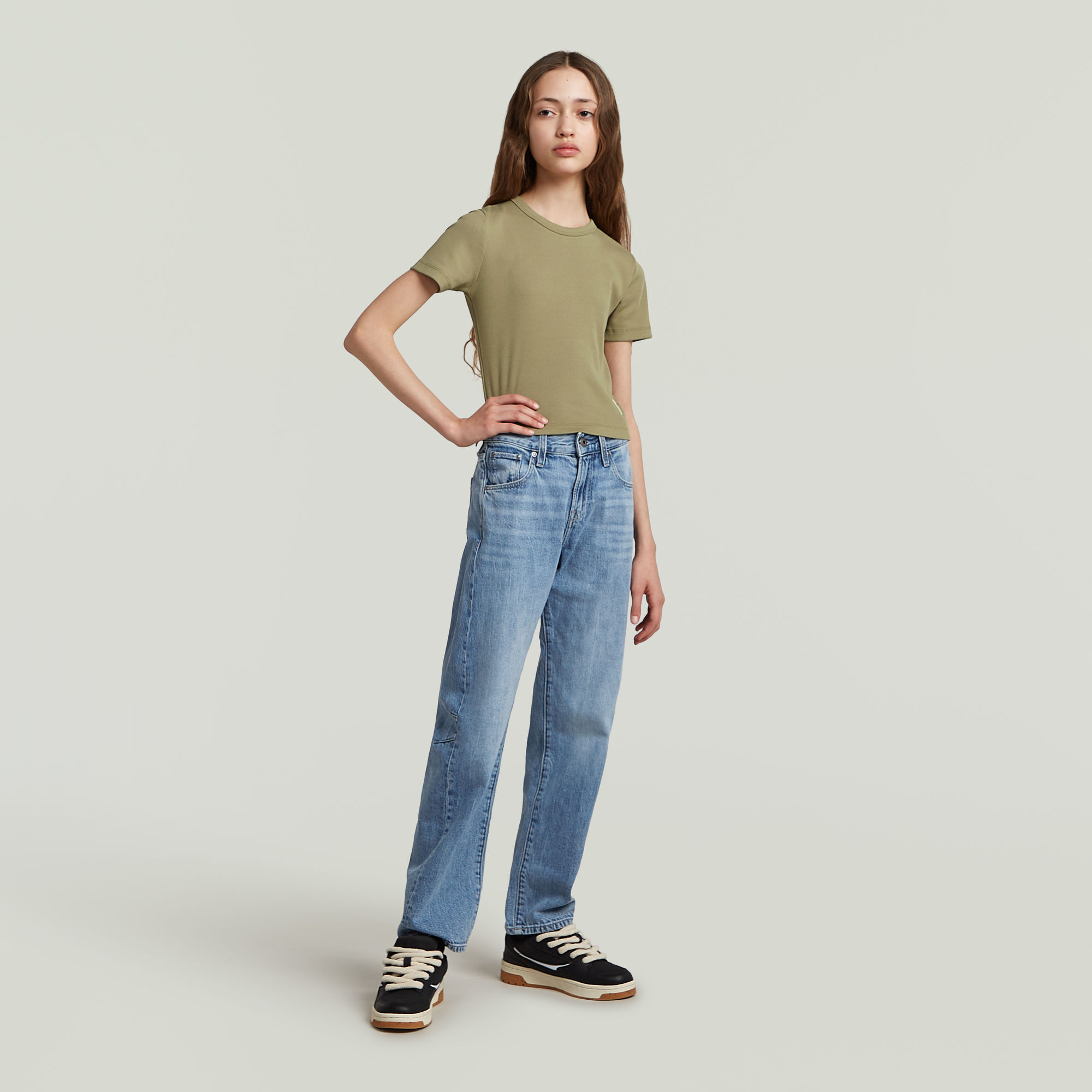 Thumbnail - Girls T-Shirt Slim Crop - Grün - mädchen