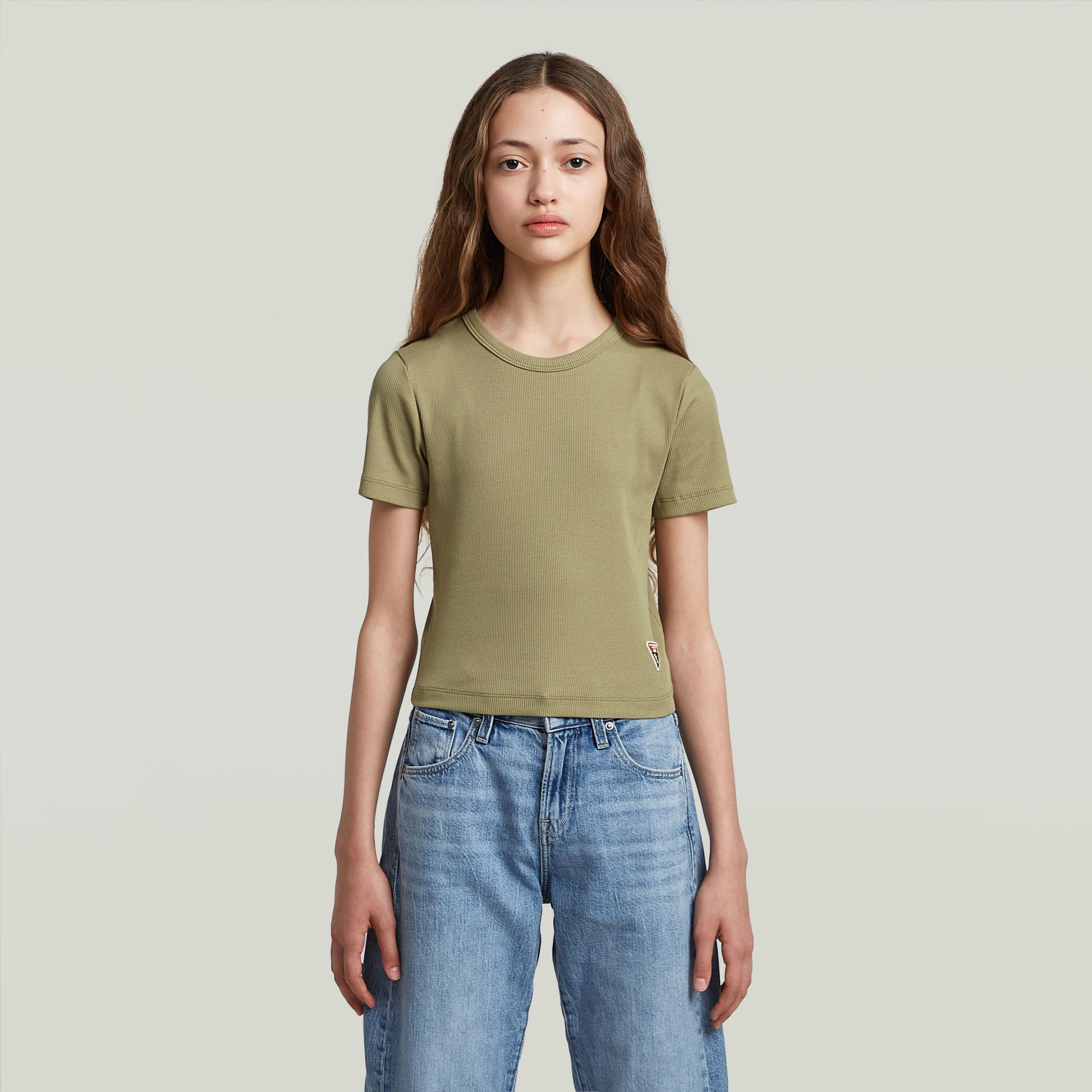 G-Star RAW Slim Crop T-shirt Meisjes Groen meisjes