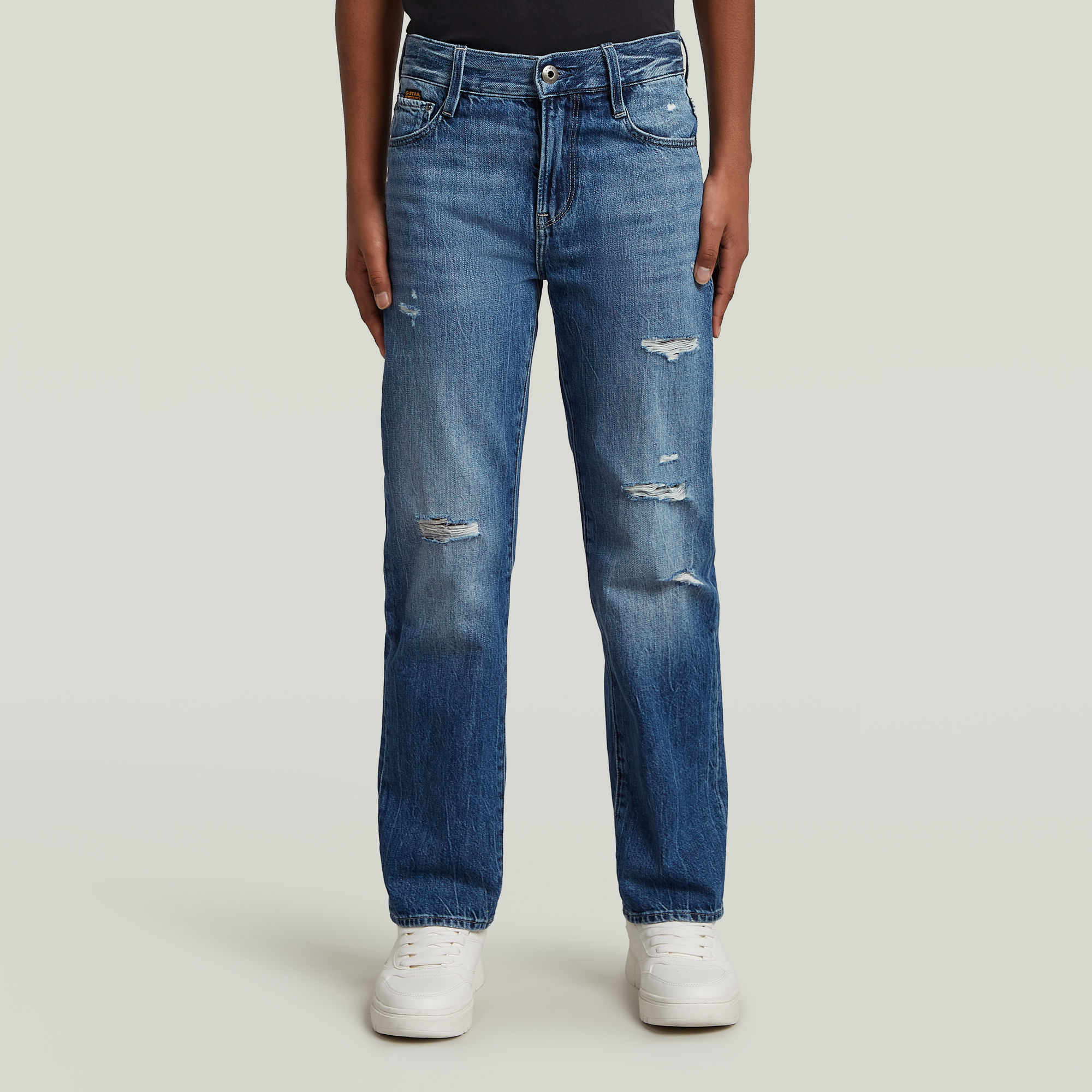 G-Star RAW Victoria Straight Destroy Jeans Meisjes Midden blauw meisjes