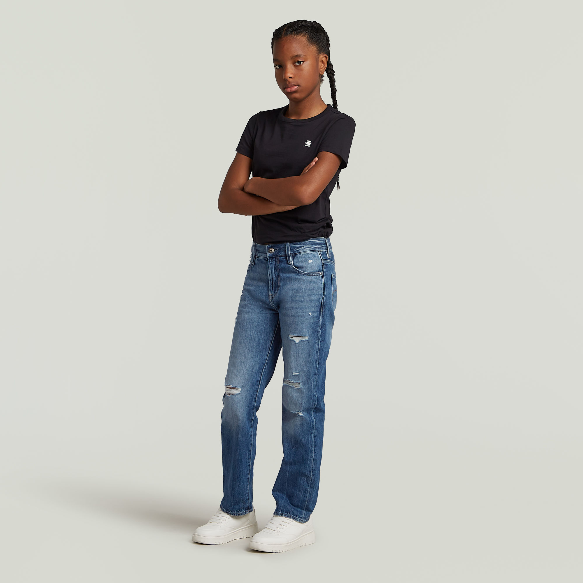 G-Star RAW Victoria Straight Destroy Jeans Meisjes Midden blauw meisjes