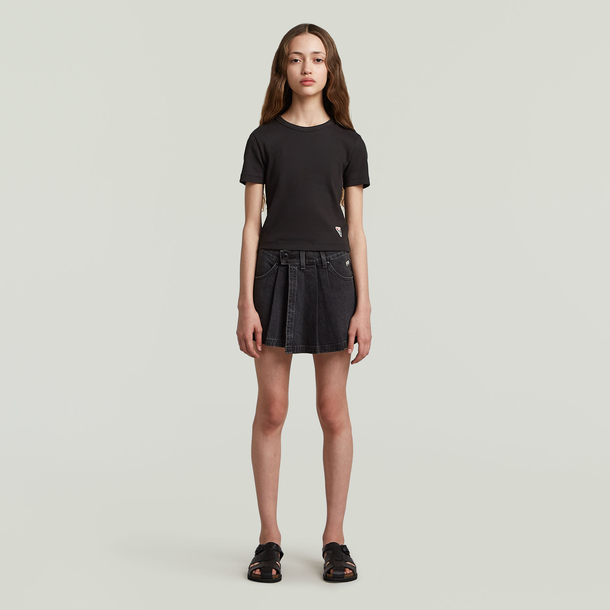 G-Star RAW Slim Crop T-shirt Meisjes Zwart meisjes