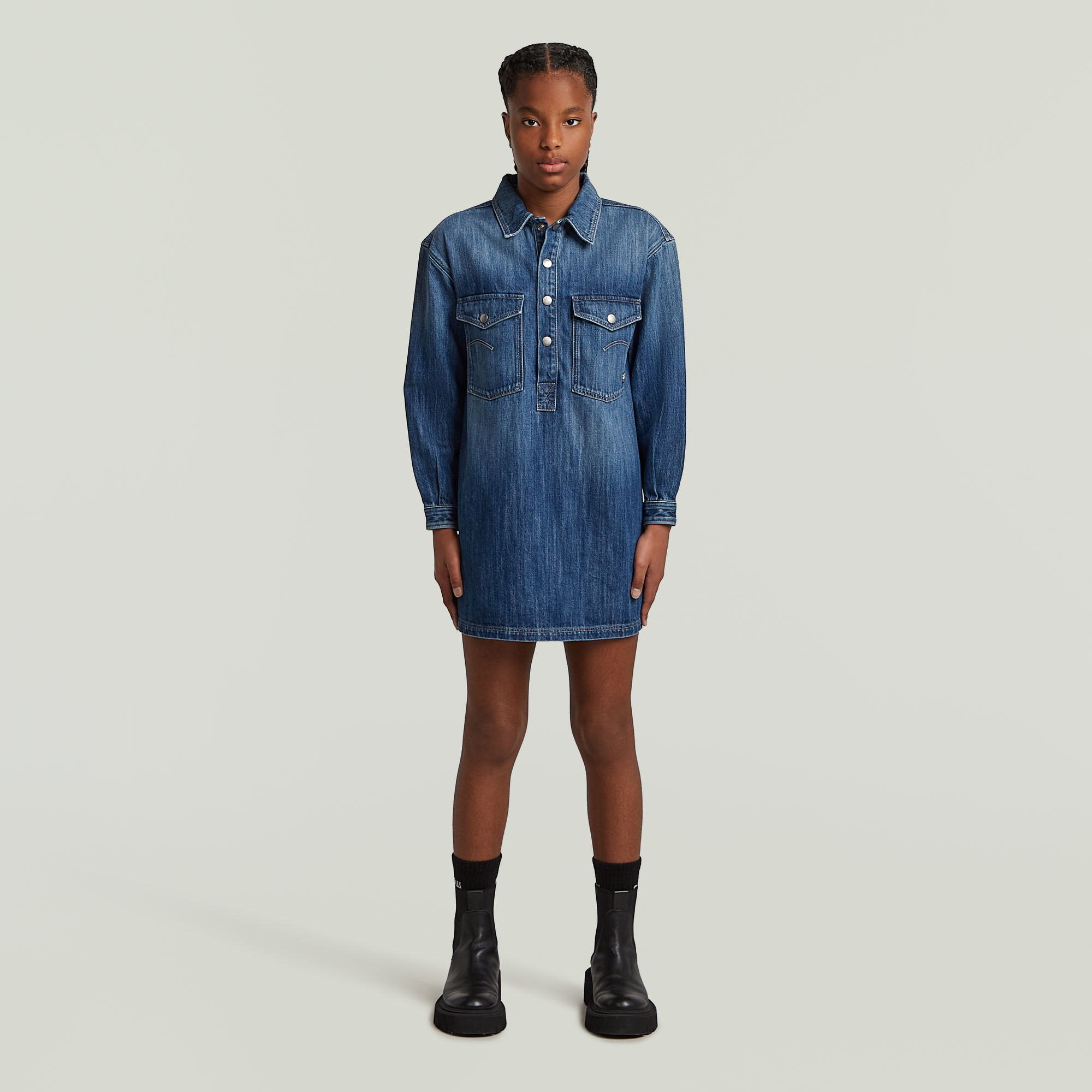 G-Star RAW Collar Denim Blousejurk Meisjes Midden blauw meisjes