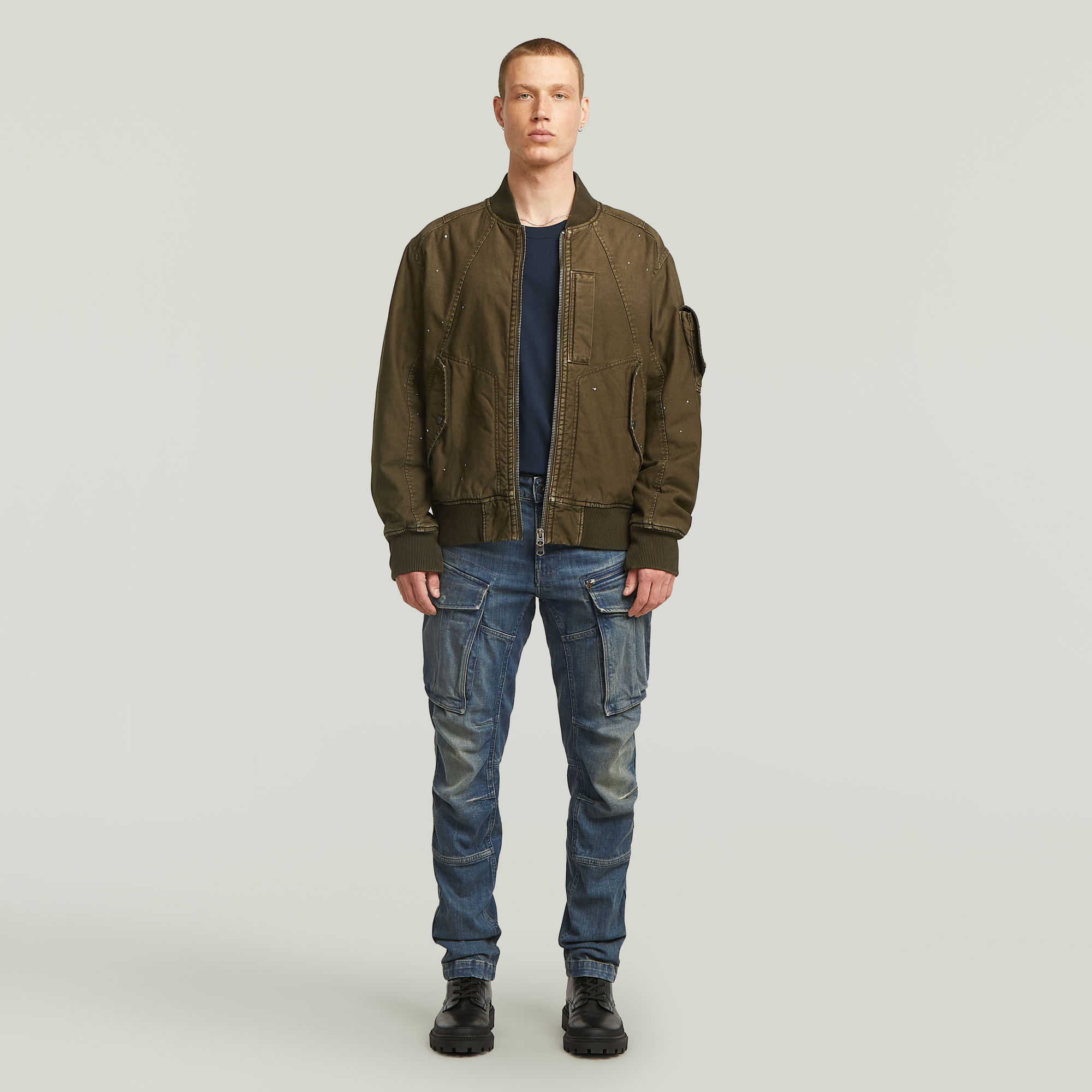 Thumbnail - Rovic Zip Regular Tapered Jeans - Dunkelblau - Herren