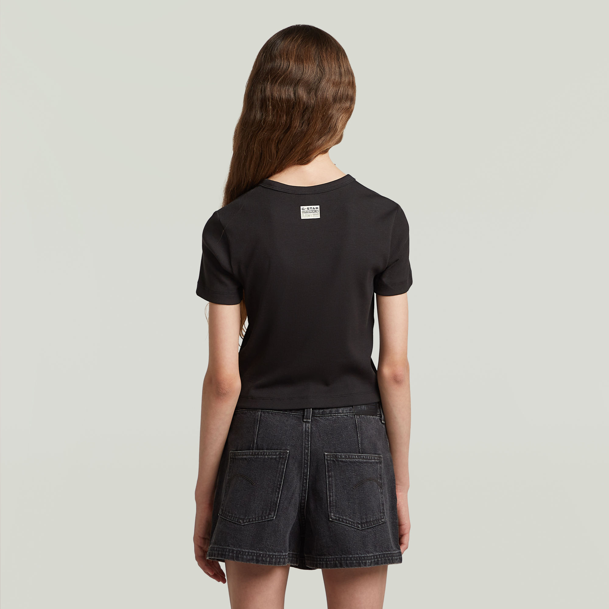G-Star RAW Slim Crop T-shirt Meisjes Zwart meisjes