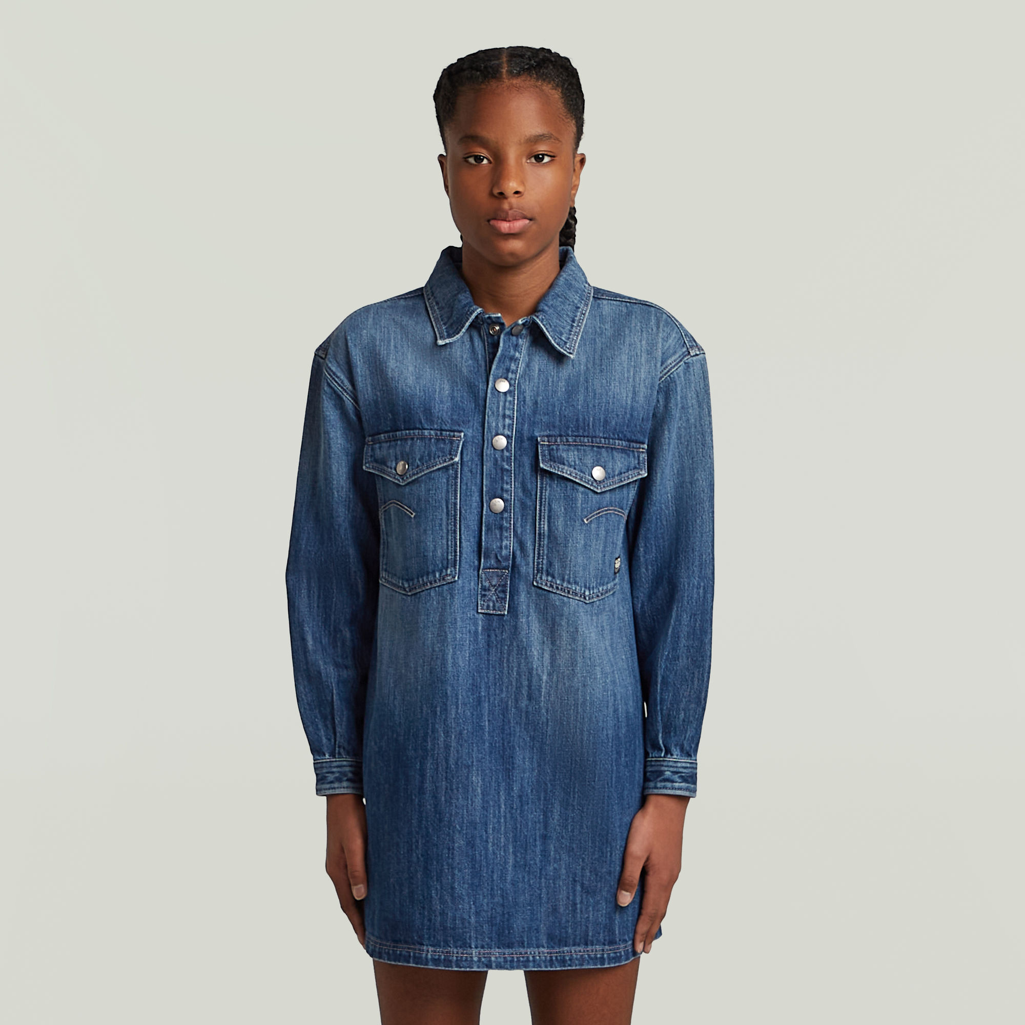 G-Star RAW Collar Denim Blousejurk Meisjes Midden blauw meisjes