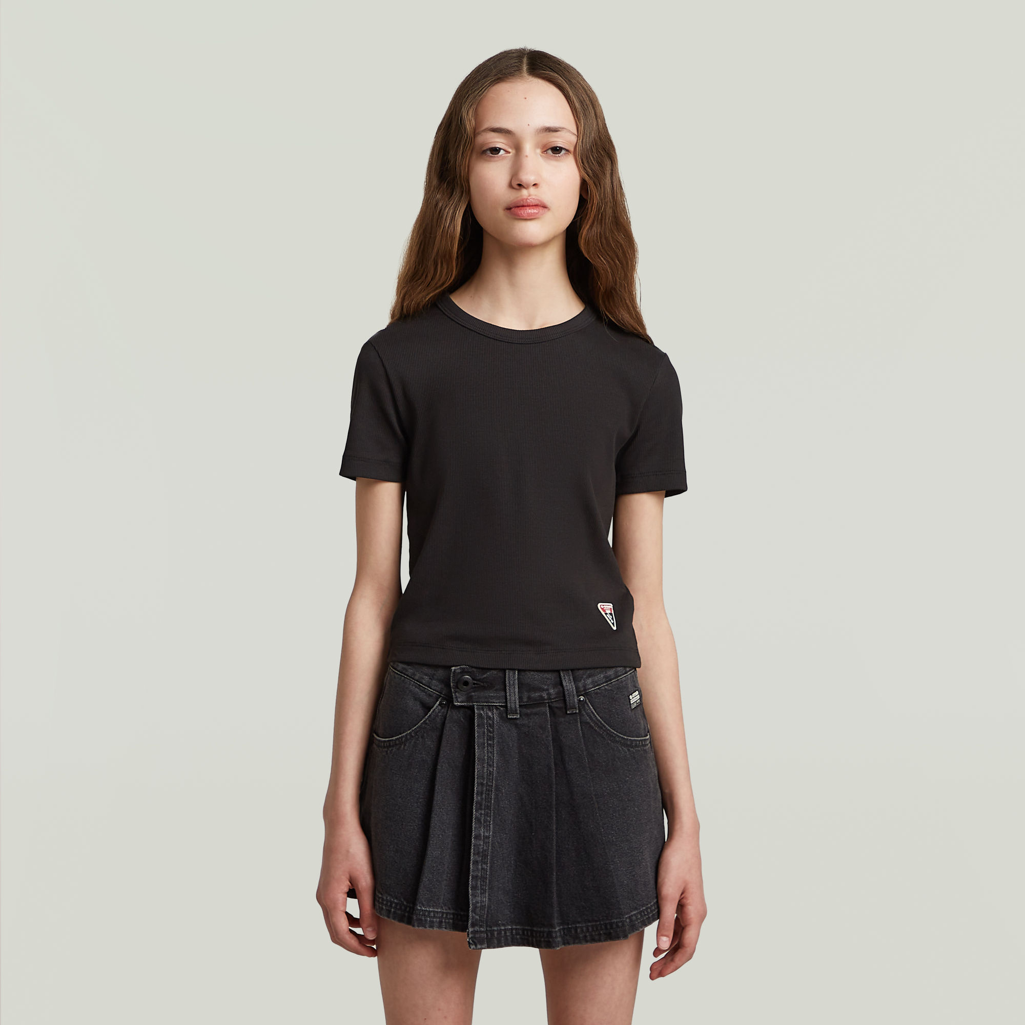 

Slim Crop T-shirt Meisjes - Zwart - meisjes