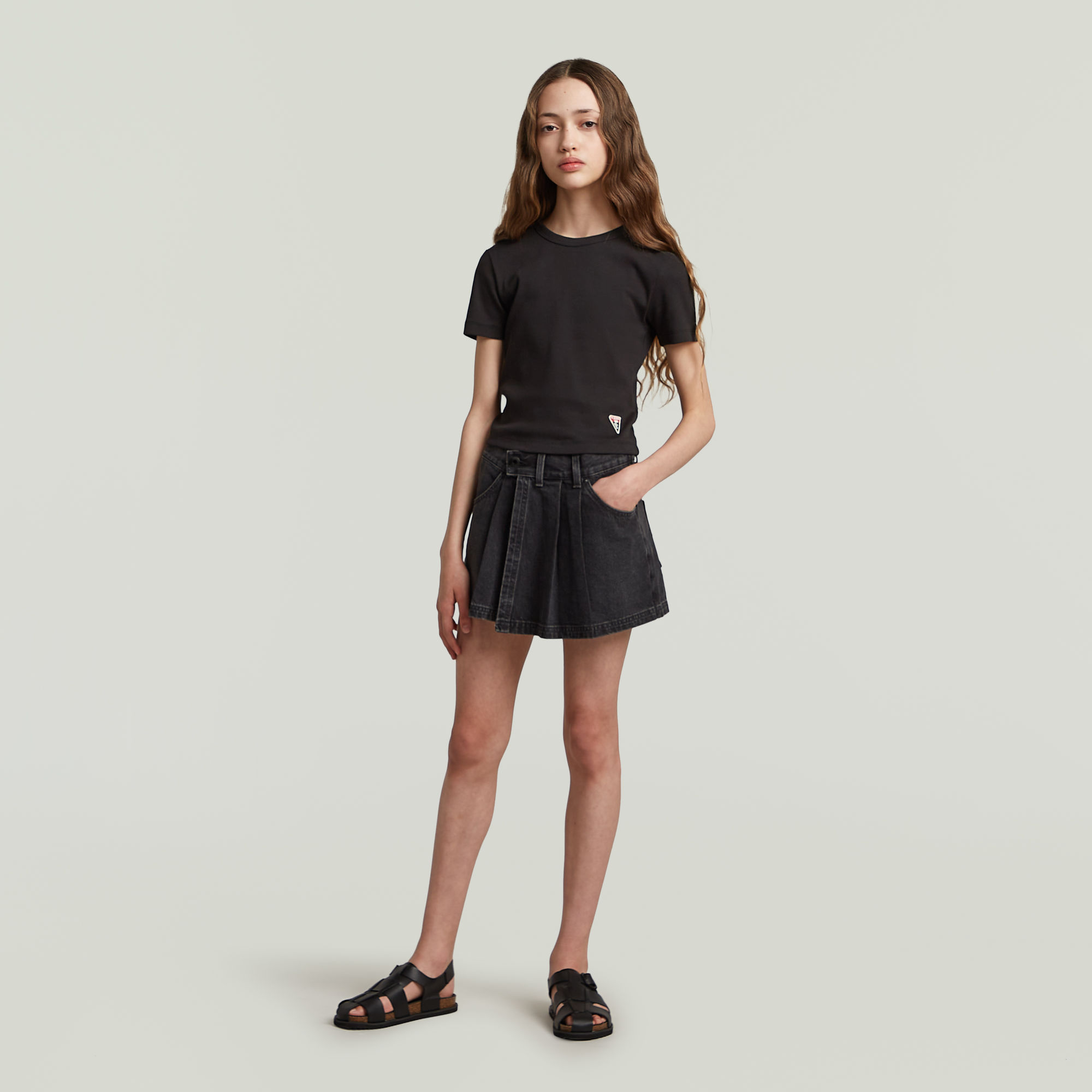 G-Star RAW Slim Crop T-shirt Meisjes Zwart meisjes
