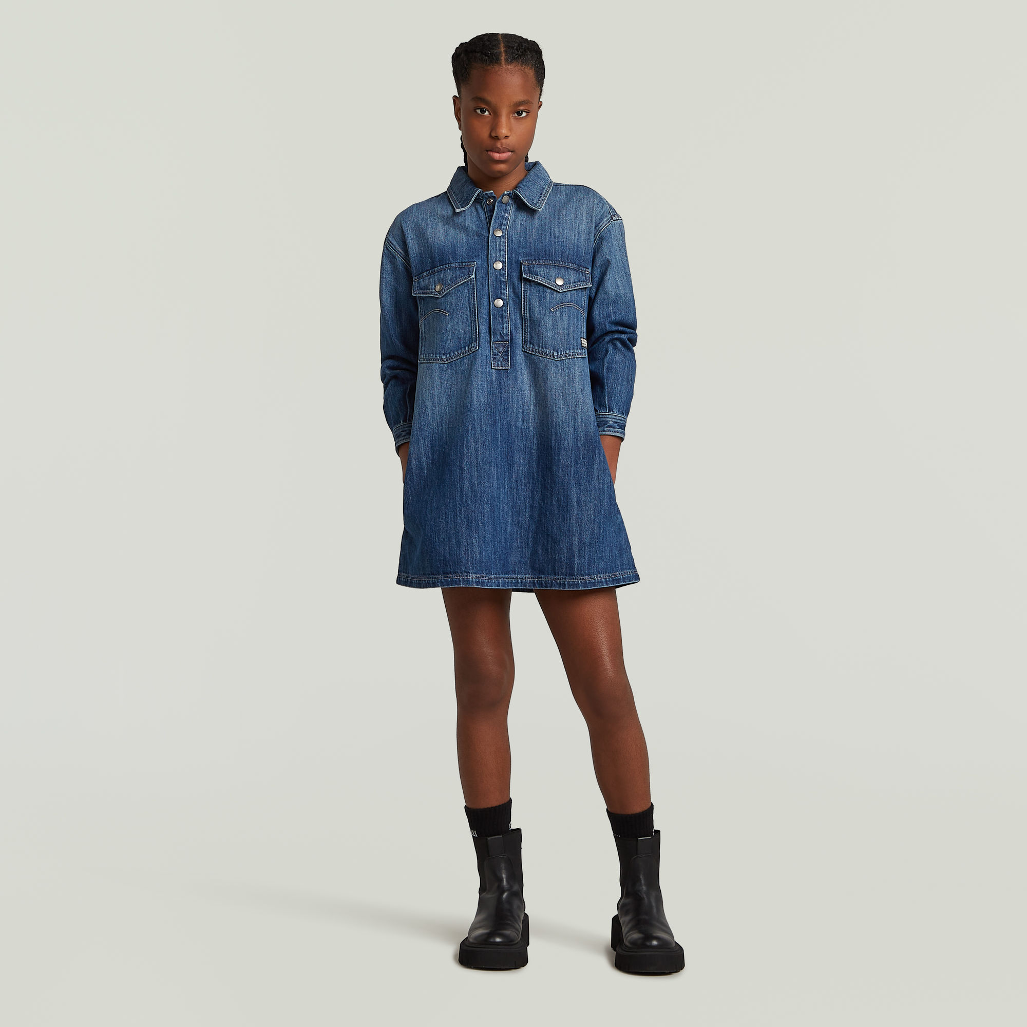 G-Star RAW Collar Denim Blousejurk Meisjes Midden blauw meisjes