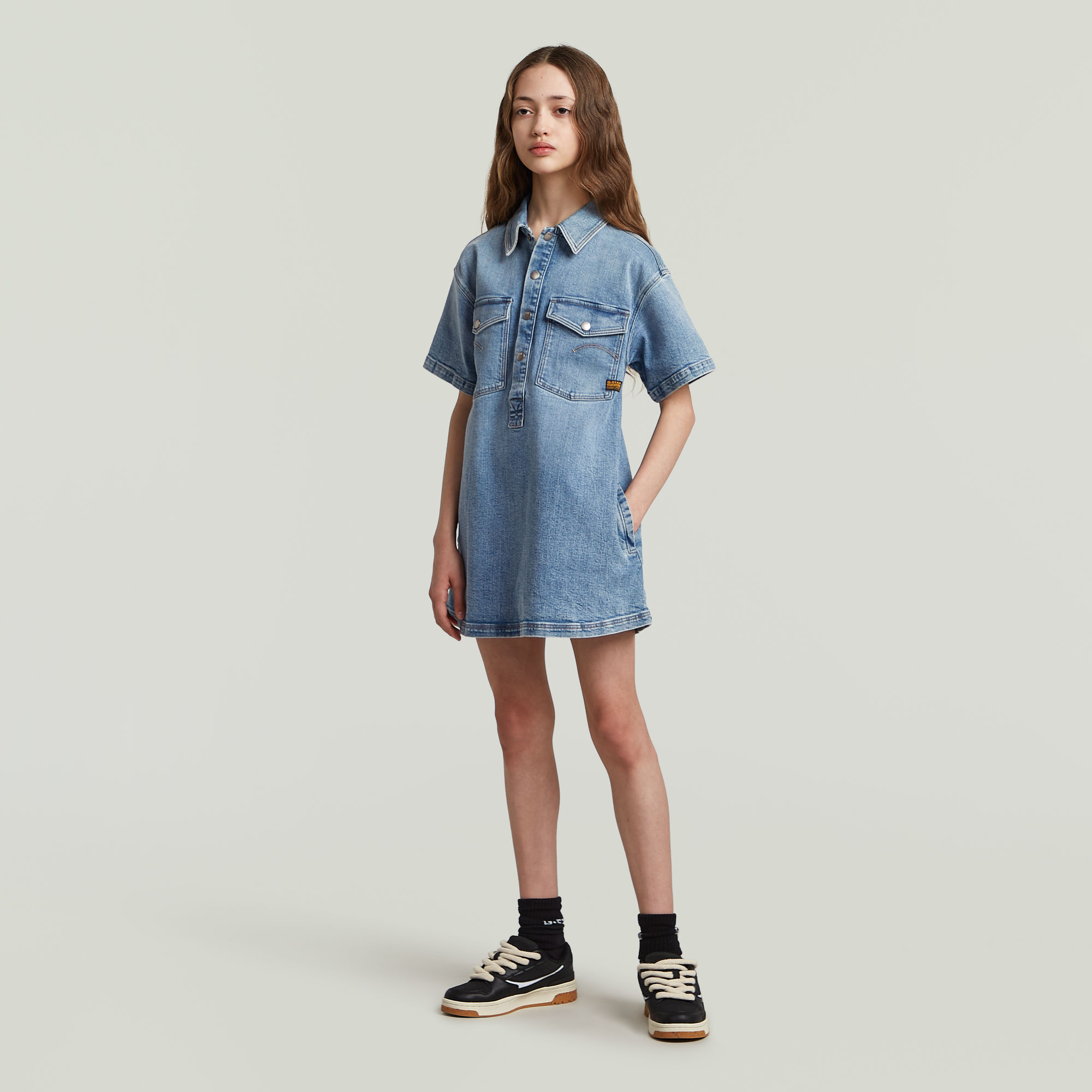 G-Star RAW Collar Denim Blousejurk Meisjes Lichtblauw meisjes