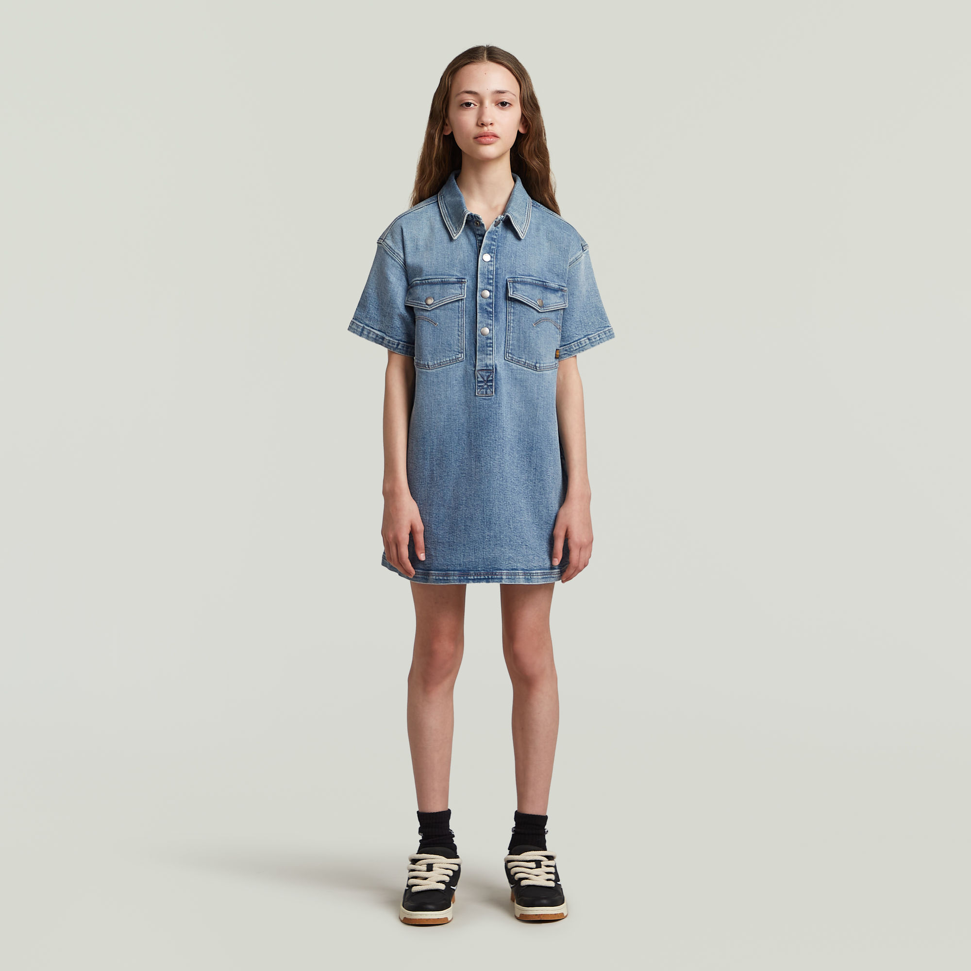G-Star RAW Collar Denim Blousejurk Meisjes Lichtblauw meisjes