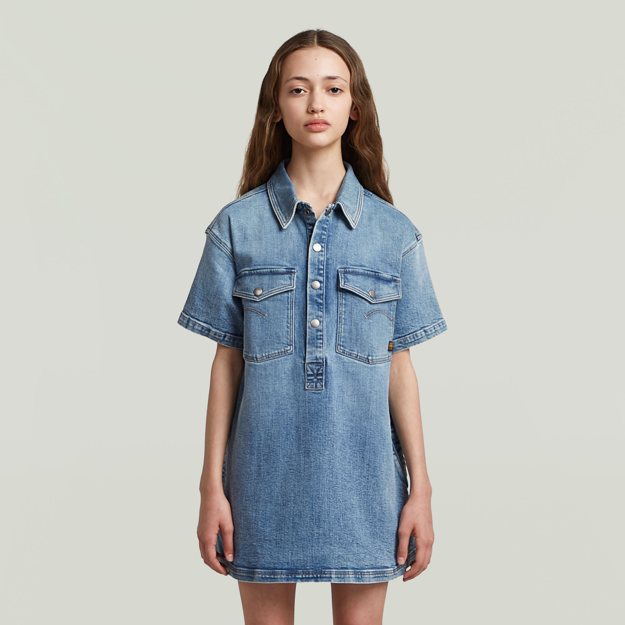 G-Star RAW Collar Denim Blousejurk Meisjes Lichtblauw meisjes