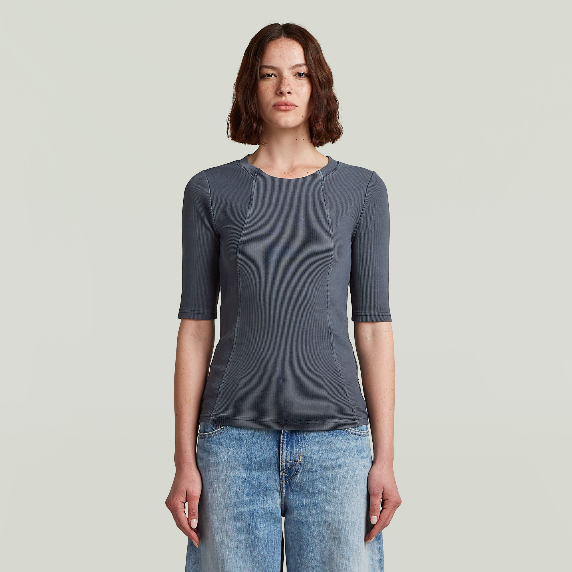 G-Star RAW Washed A-Line Slim Rib T-shirt - Donkerblauw - Dames