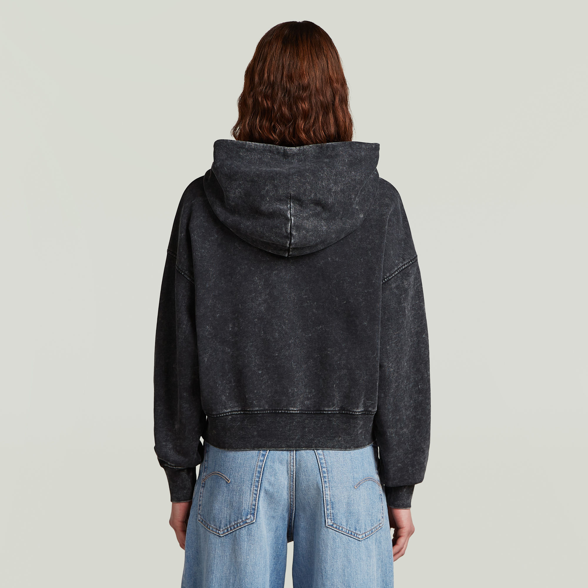 G-Star RAW Washed A Line Script Hoodie Zwart Dames