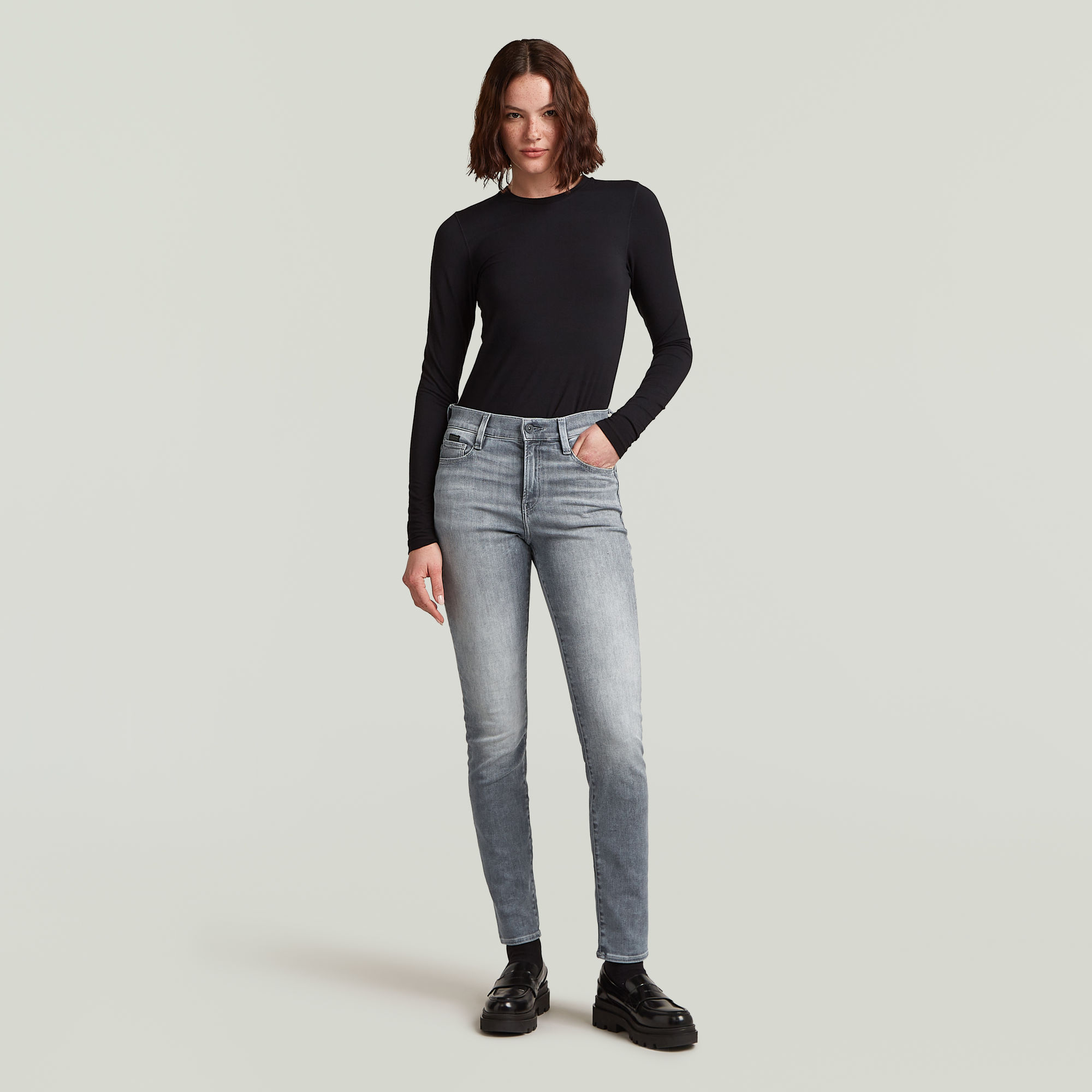 G-Star RAW Ace 2.0 Slim Straight Jeans Grijs Dames
