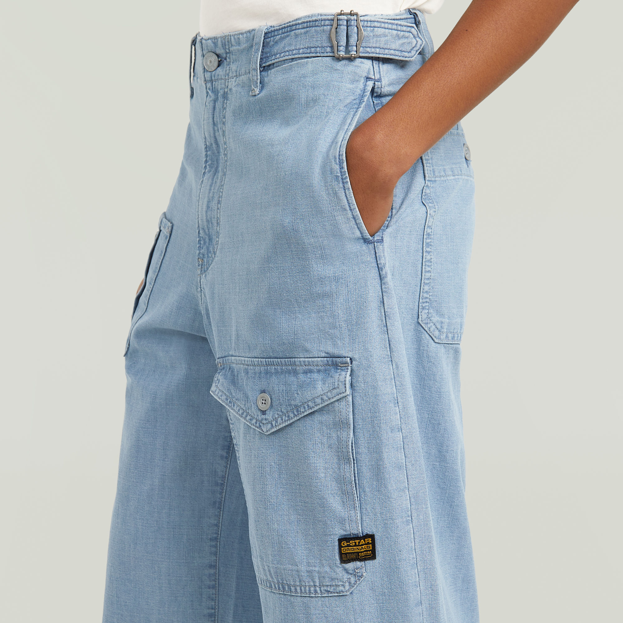 G-Star RAW Belted Cargo Loose Jeans Lichtblauw Dames