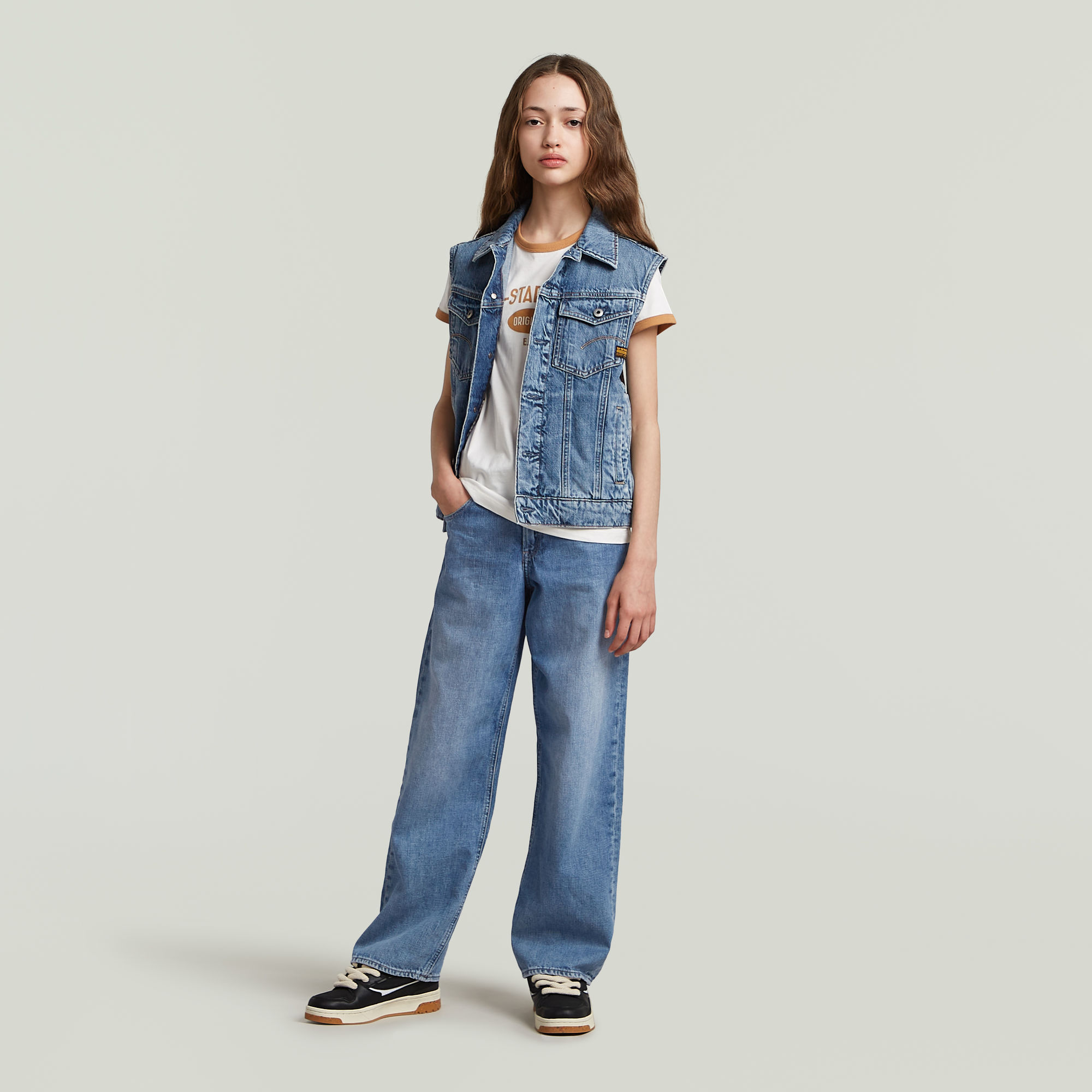 G-Star RAW Relaxed Denim Vest Meisjes Midden blauw meisjes