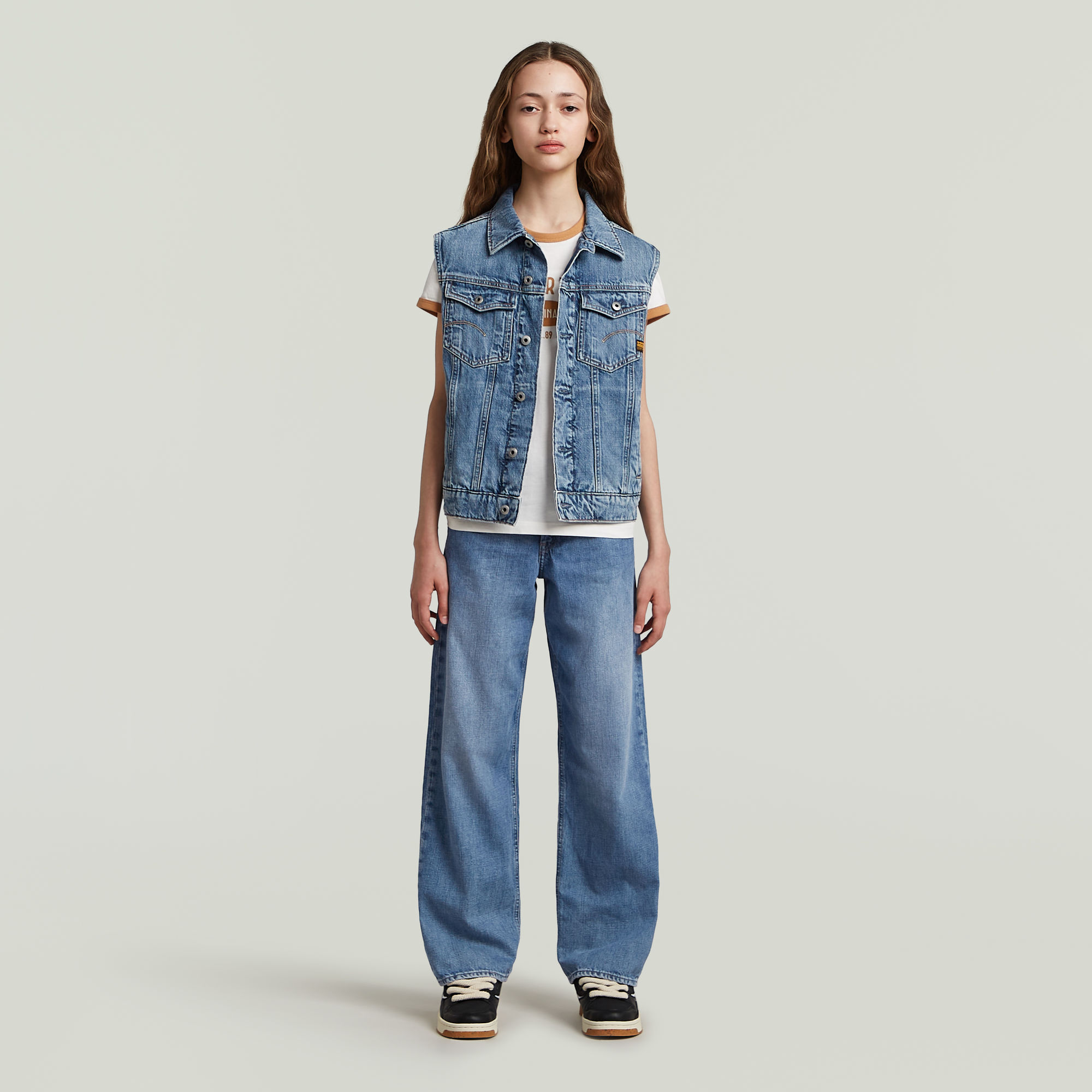 Thumbnail - Girls Relaxed Denim Vest - Mittelblau - mädchen