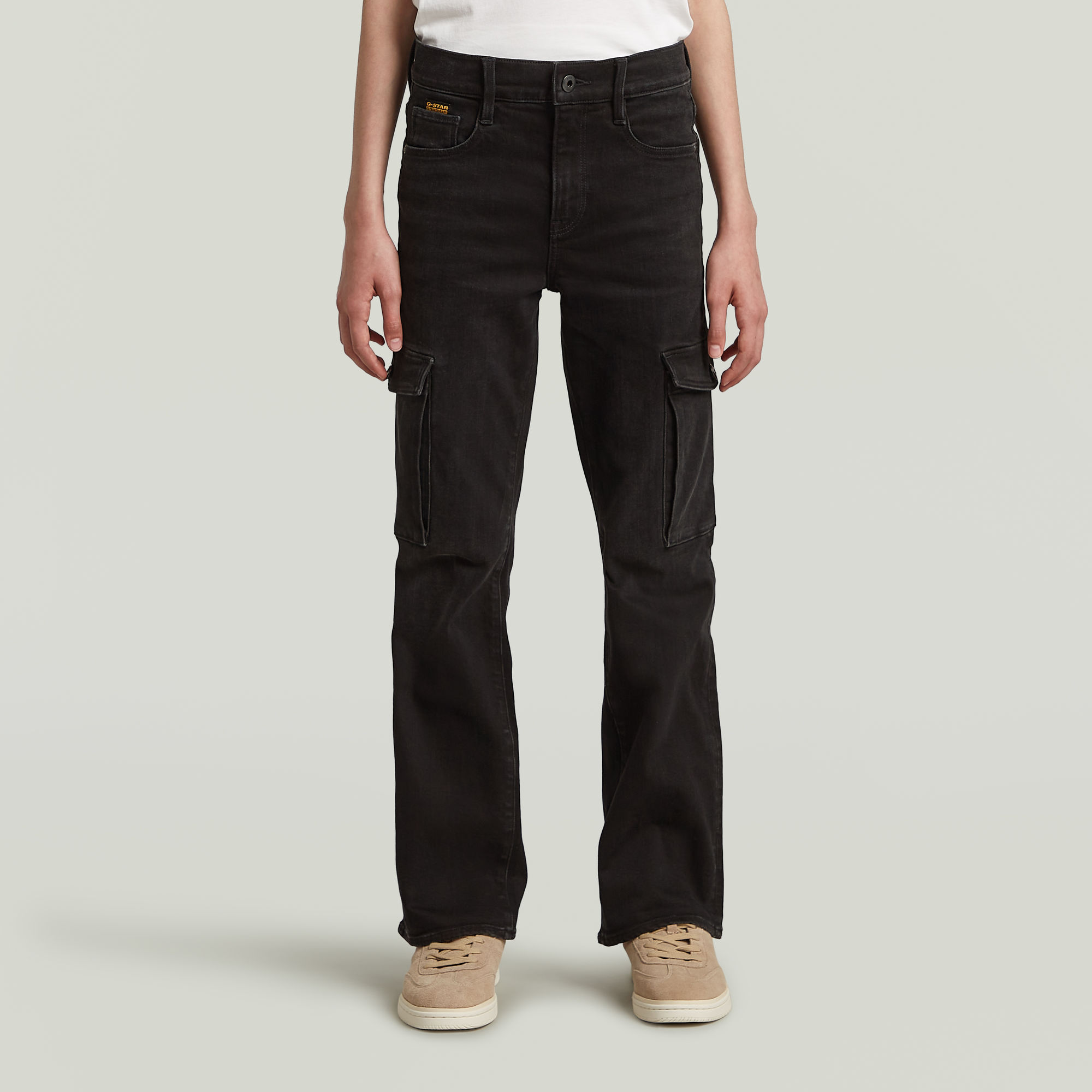 G-Star RAW Strace Straight Cargojeans Meisjes Zwart meisjes