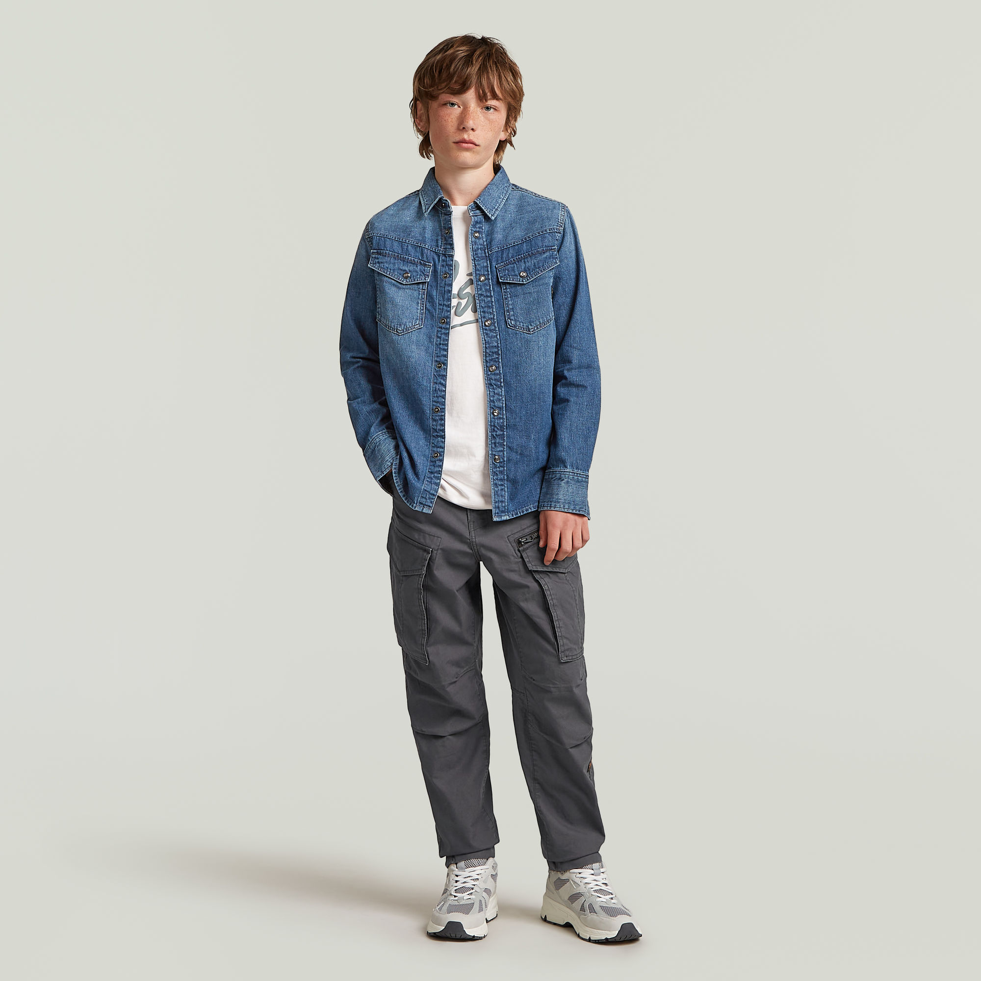 G-Star RAW Rovic Zip 3D Tapered Broek Jongens Grijs jongens