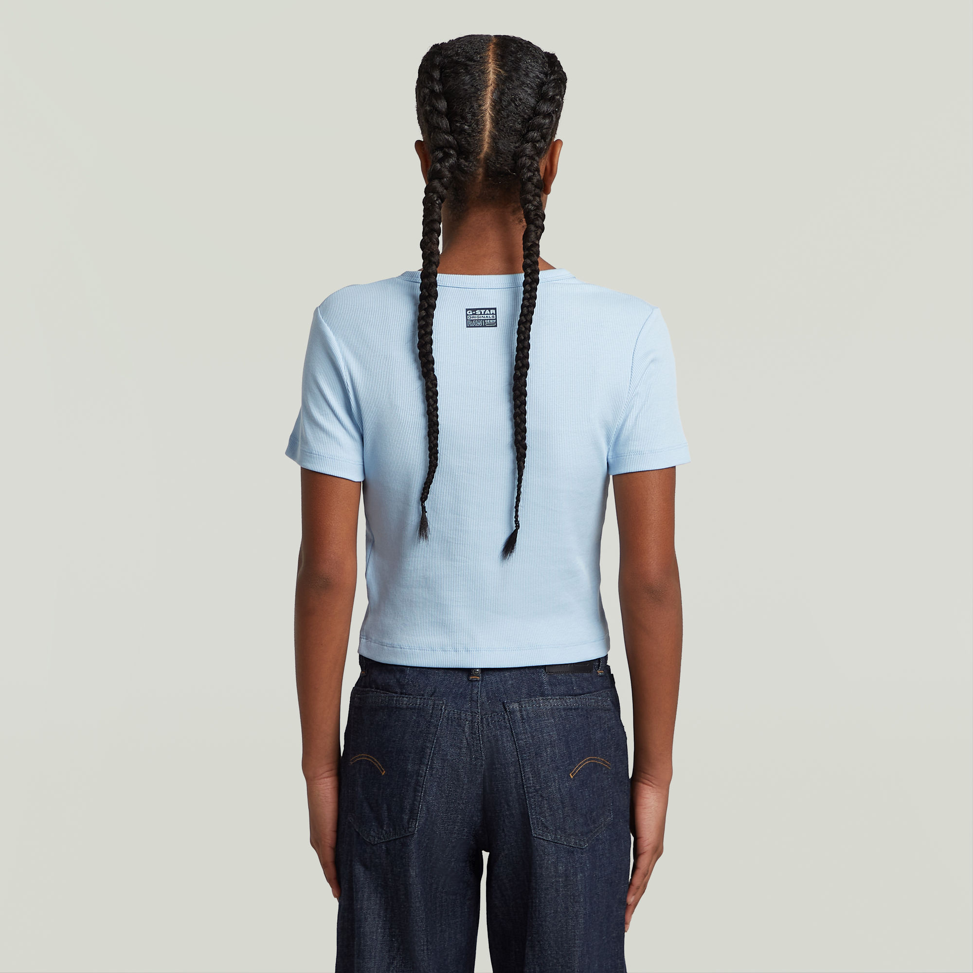 G-Star RAW Slim Crop T-shirt Meisjes Lichtblauw meisjes