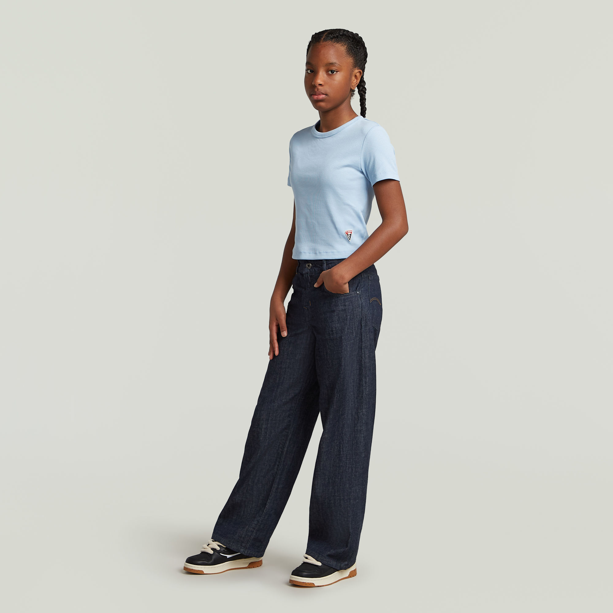 Thumbnail - Girls T-Shirt Slim Crop - Hellblau - mädchen