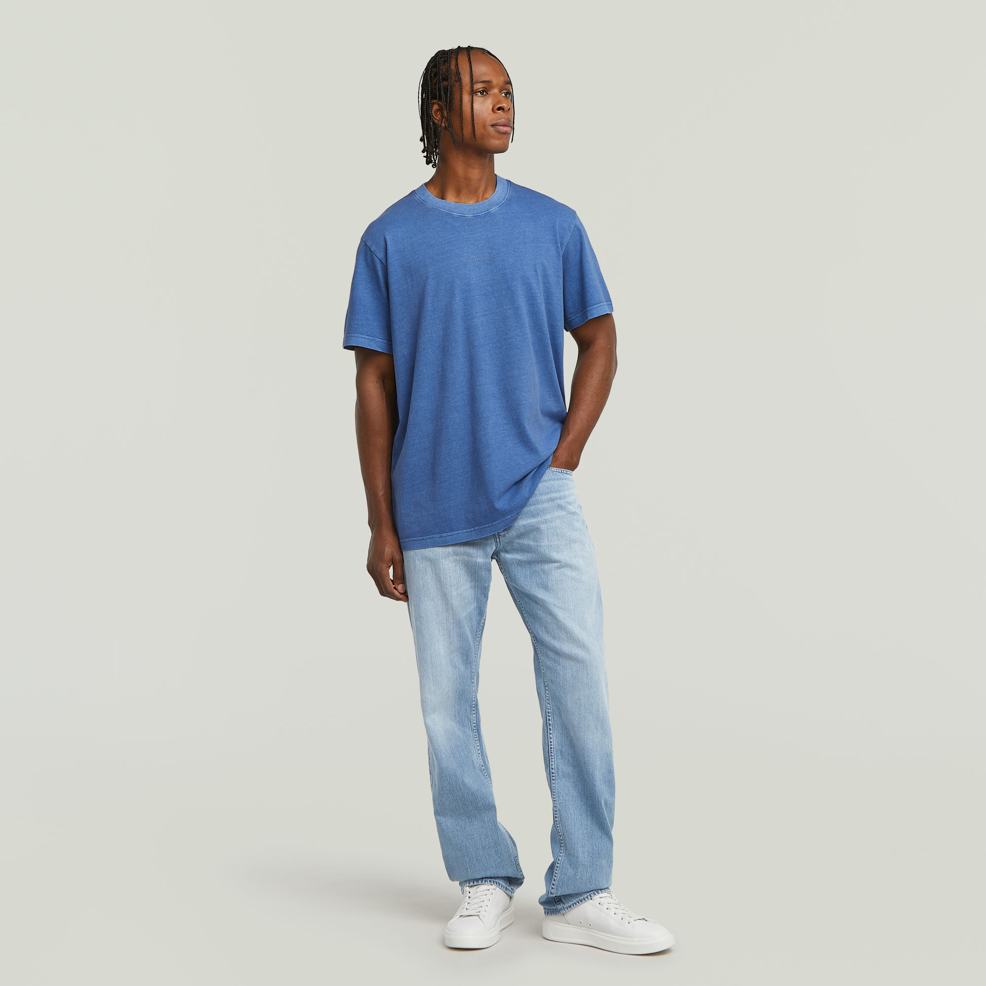 G-Star RAW Overdyed Center Chest Loose T-Shirt Midden blauw Heren