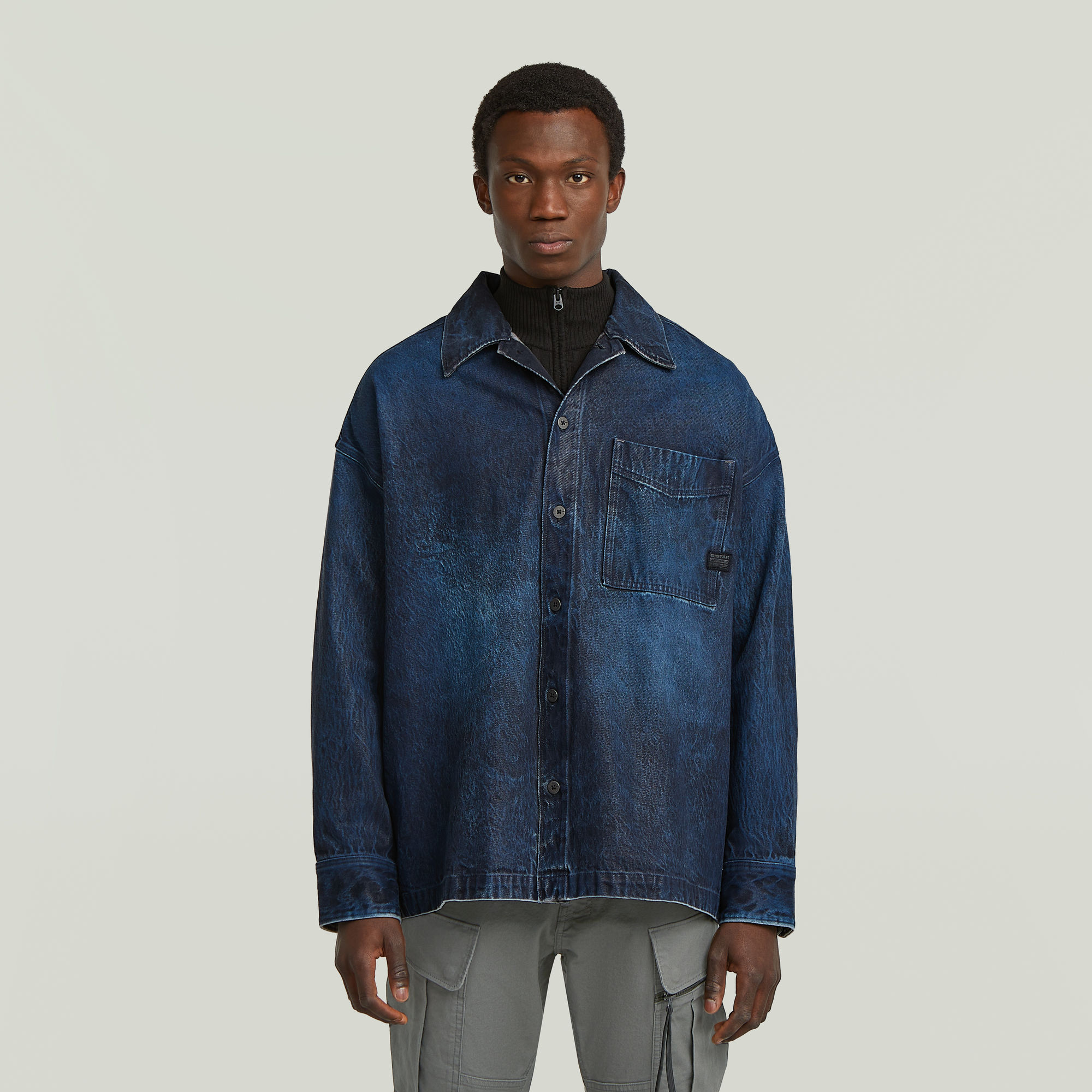 

Boxy Fit Overshirt - Donkerblauw - Heren