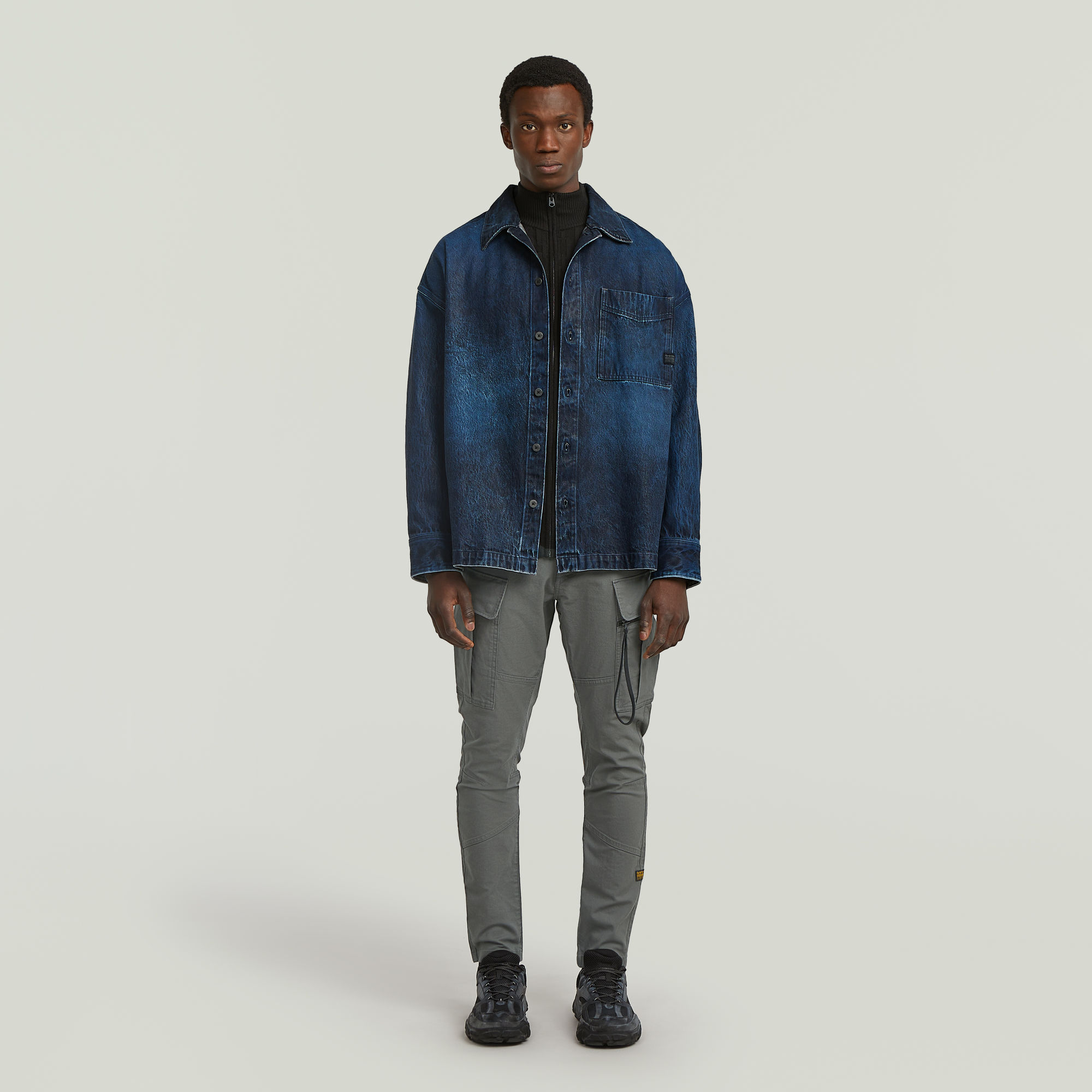 Thumbnail - Boxy Fit Overshirt - Dunkelblau - Herren