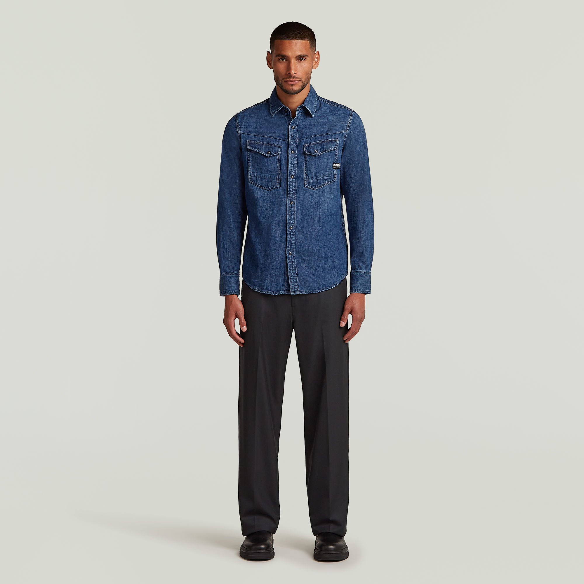 Thumbnail - Dakota Slim Denim Hemd - Dunkelblau - Herren