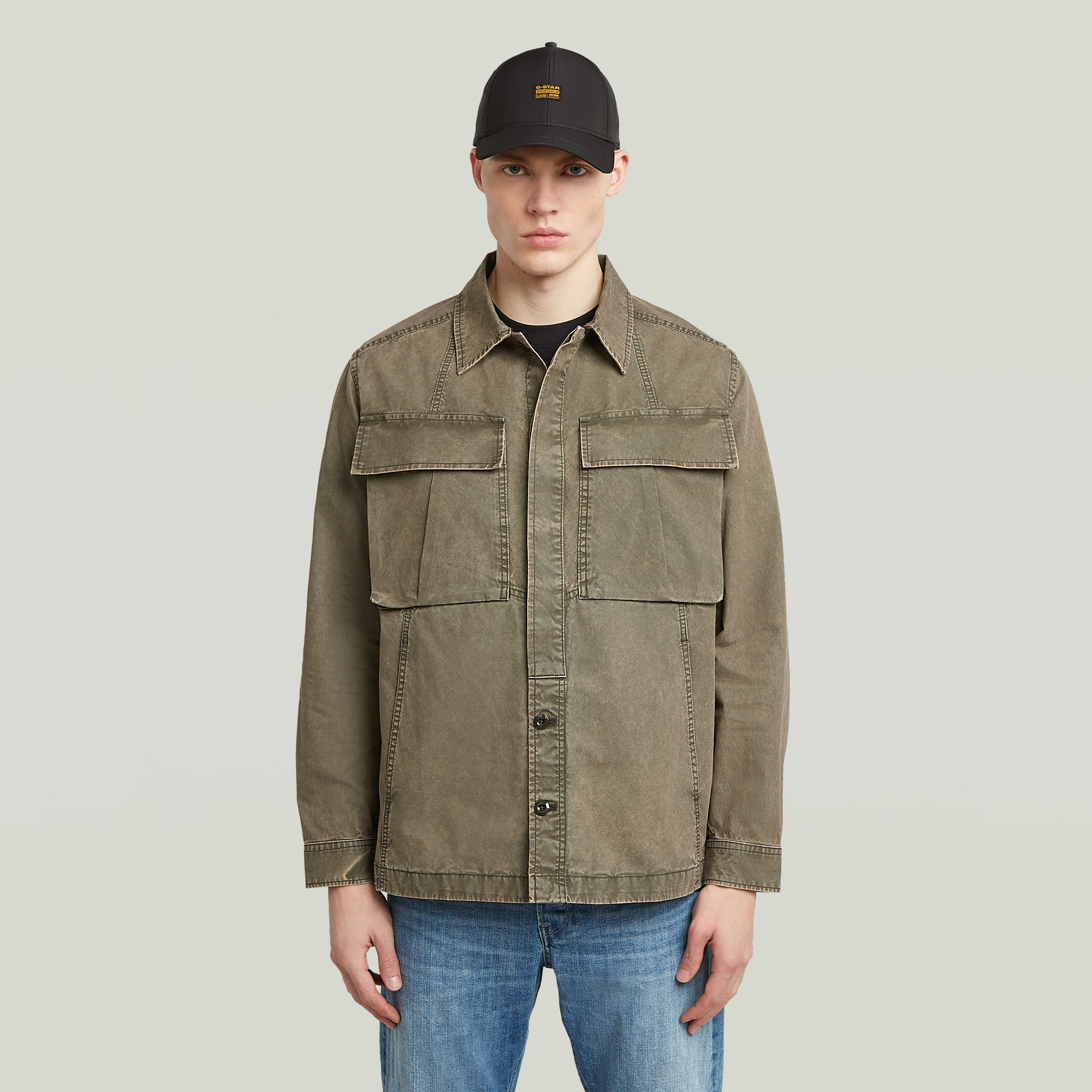 

Cargo Washed Overshirt - Brown - Men