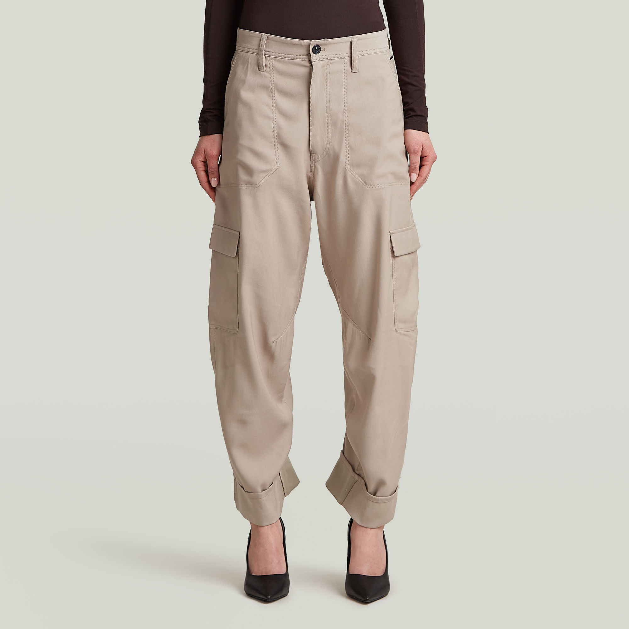 Cargo 3D Boyfriend Hose - Beige - Damen