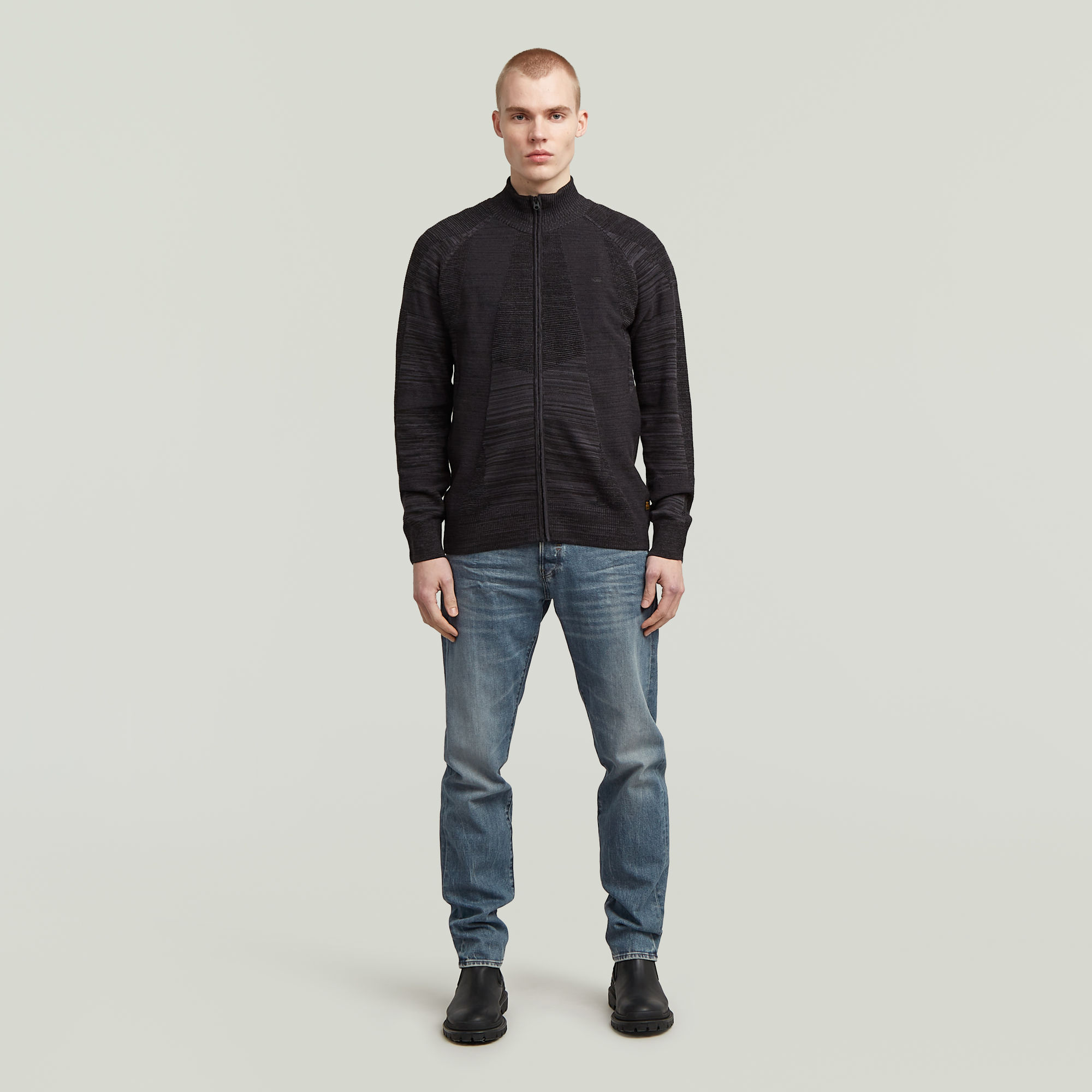 Thumbnail - 3D Biker Full Zip Knit - Mehrfarbig - Herren