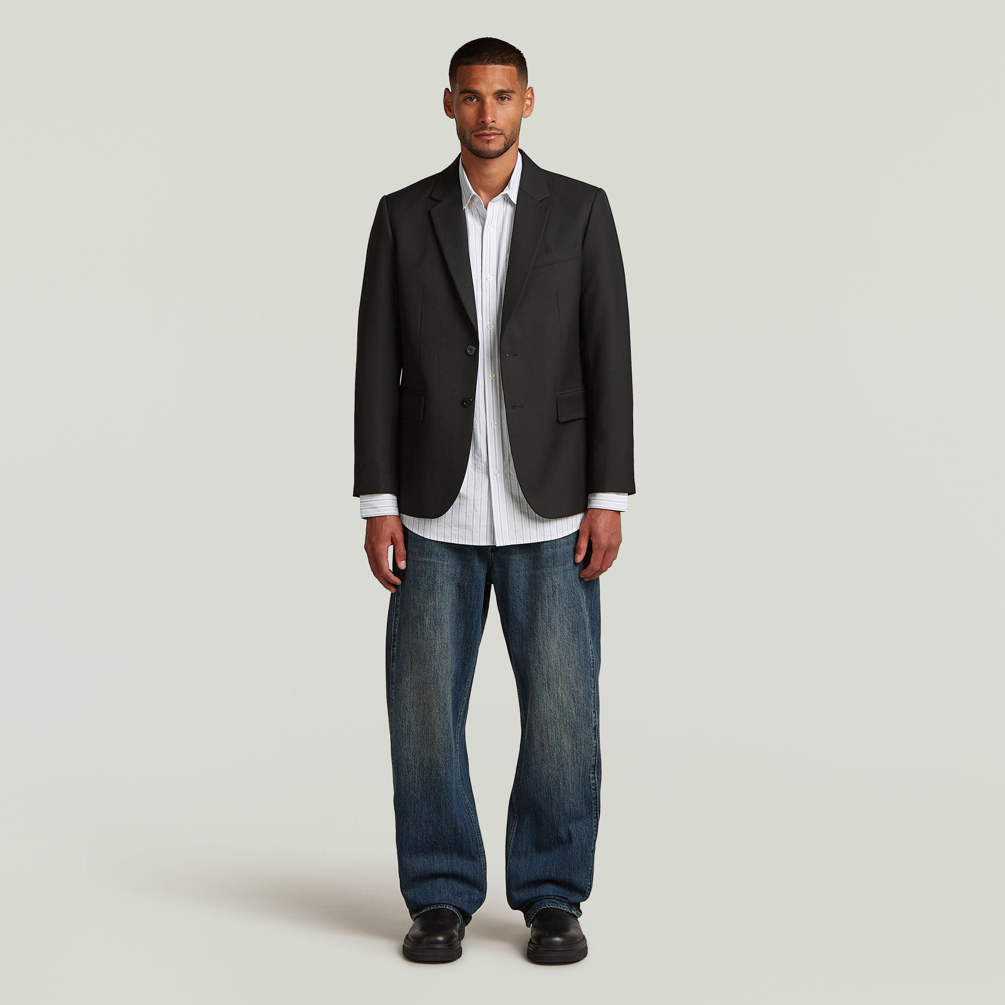 Thumbnail - Einreihiger Blazer - Schwarz - Herren