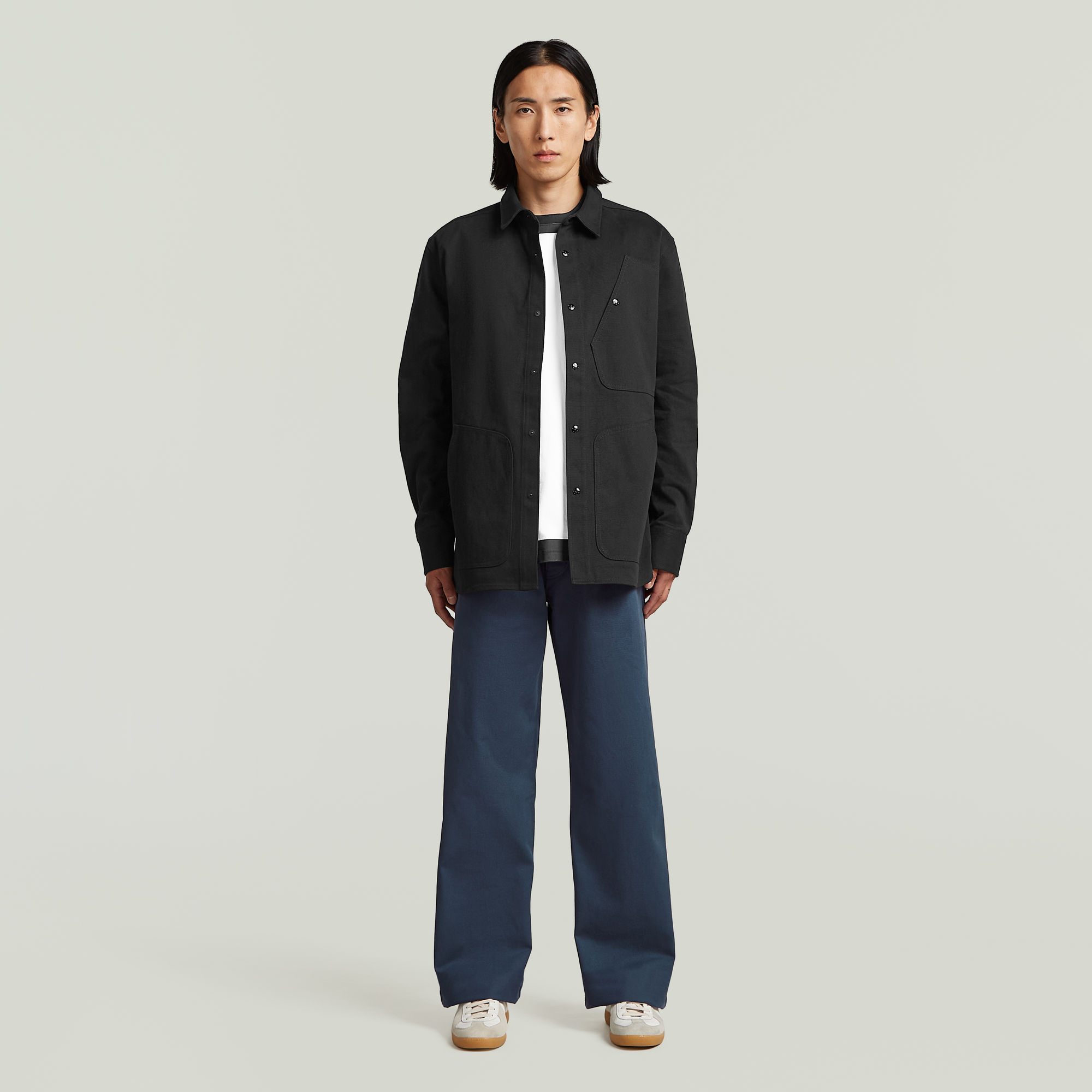 Thumbnail - MN Twill Slim Hemd - Schwarz - Herren