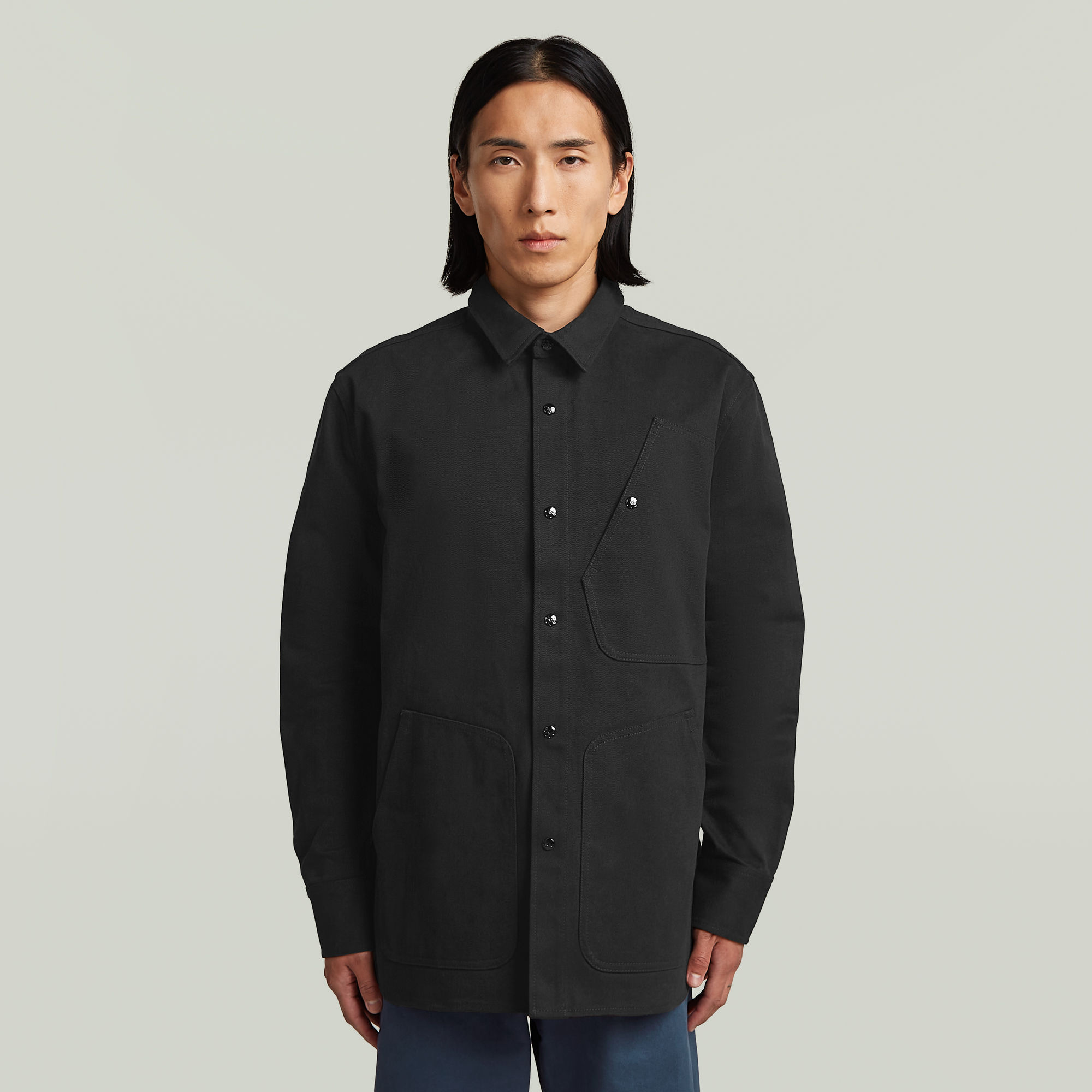 MN Twill Slim Hemd - Schwarz - Herren