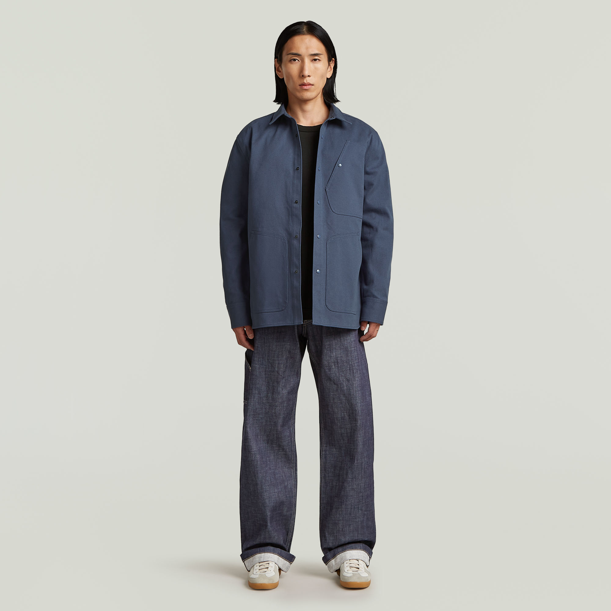 Thumbnail - MN Twill Slim Hemd - Dunkelblau - Herren