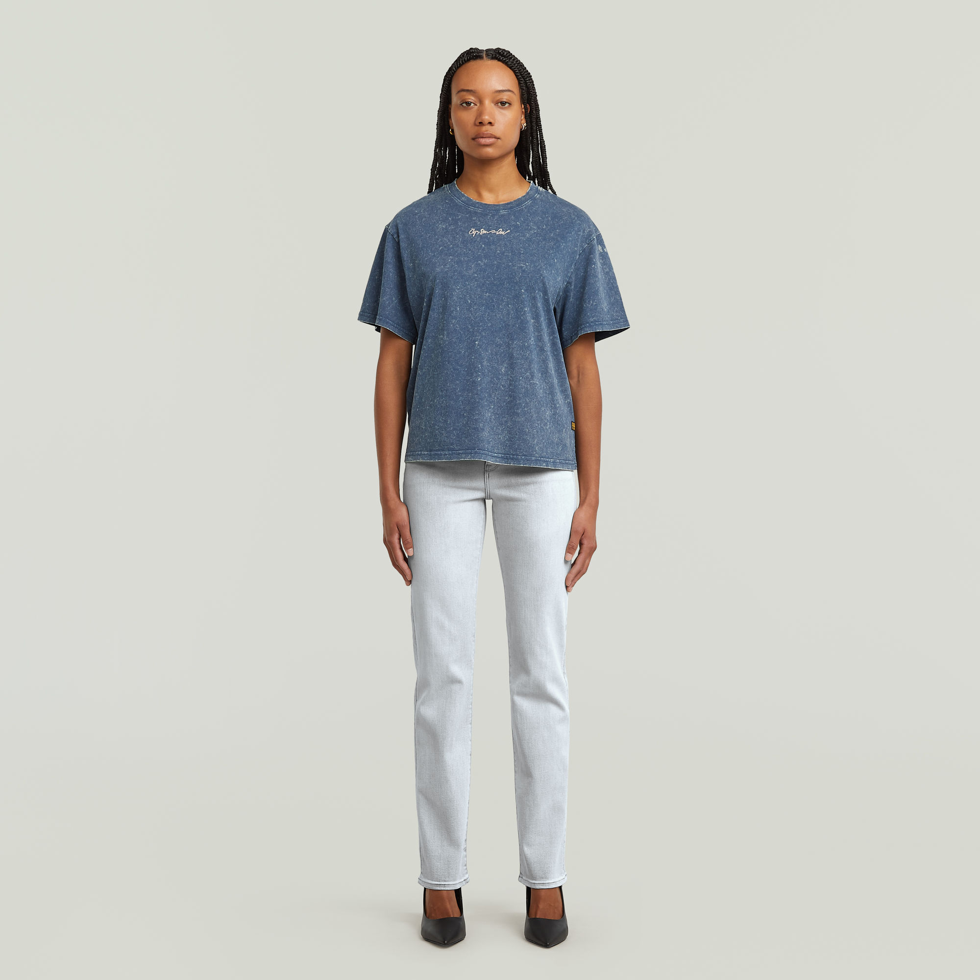 G-Star RAW Washed G-Script T-shirt Midden blauw Dames