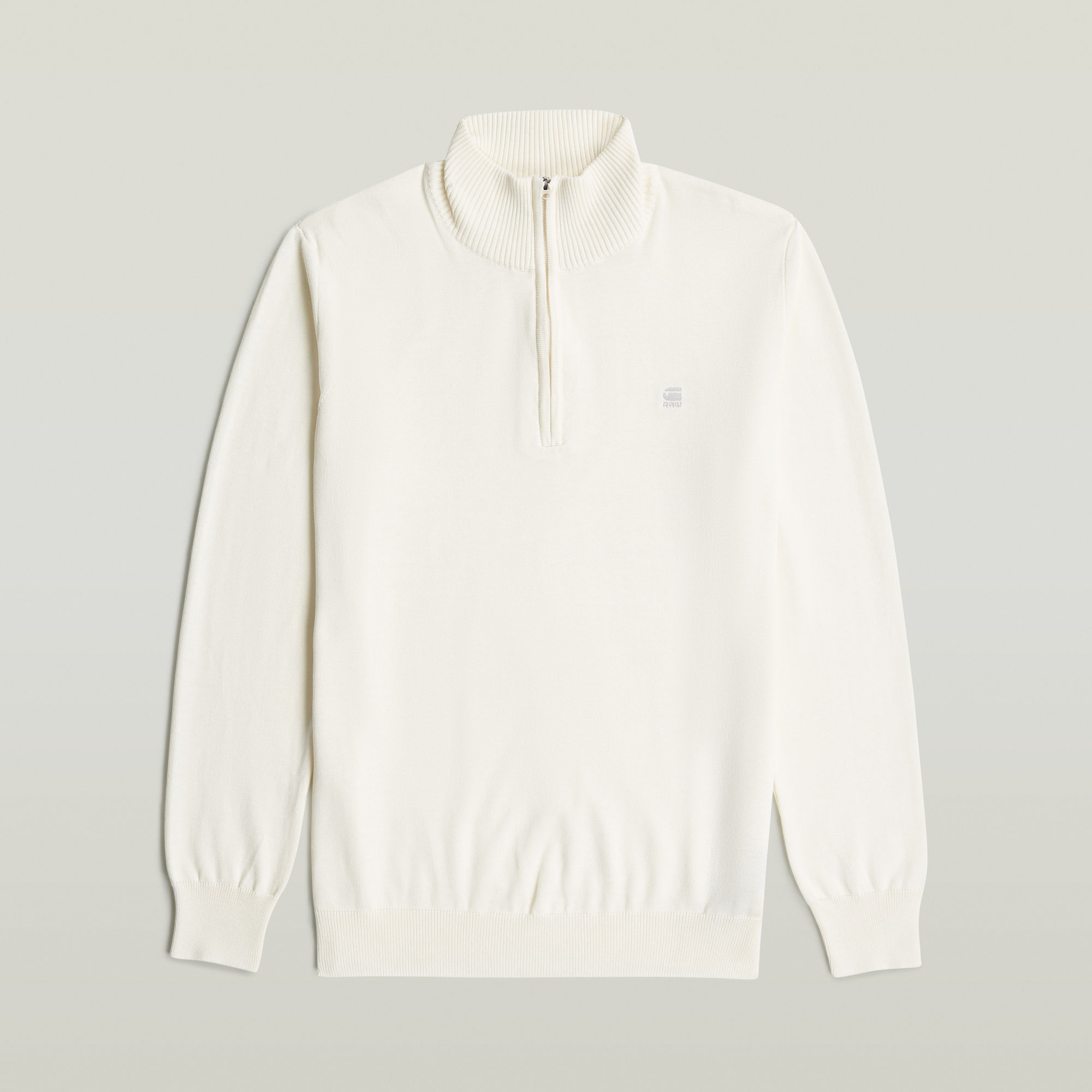 Thumbnail - Half Zip Knitted Sweater - Beige - Herren