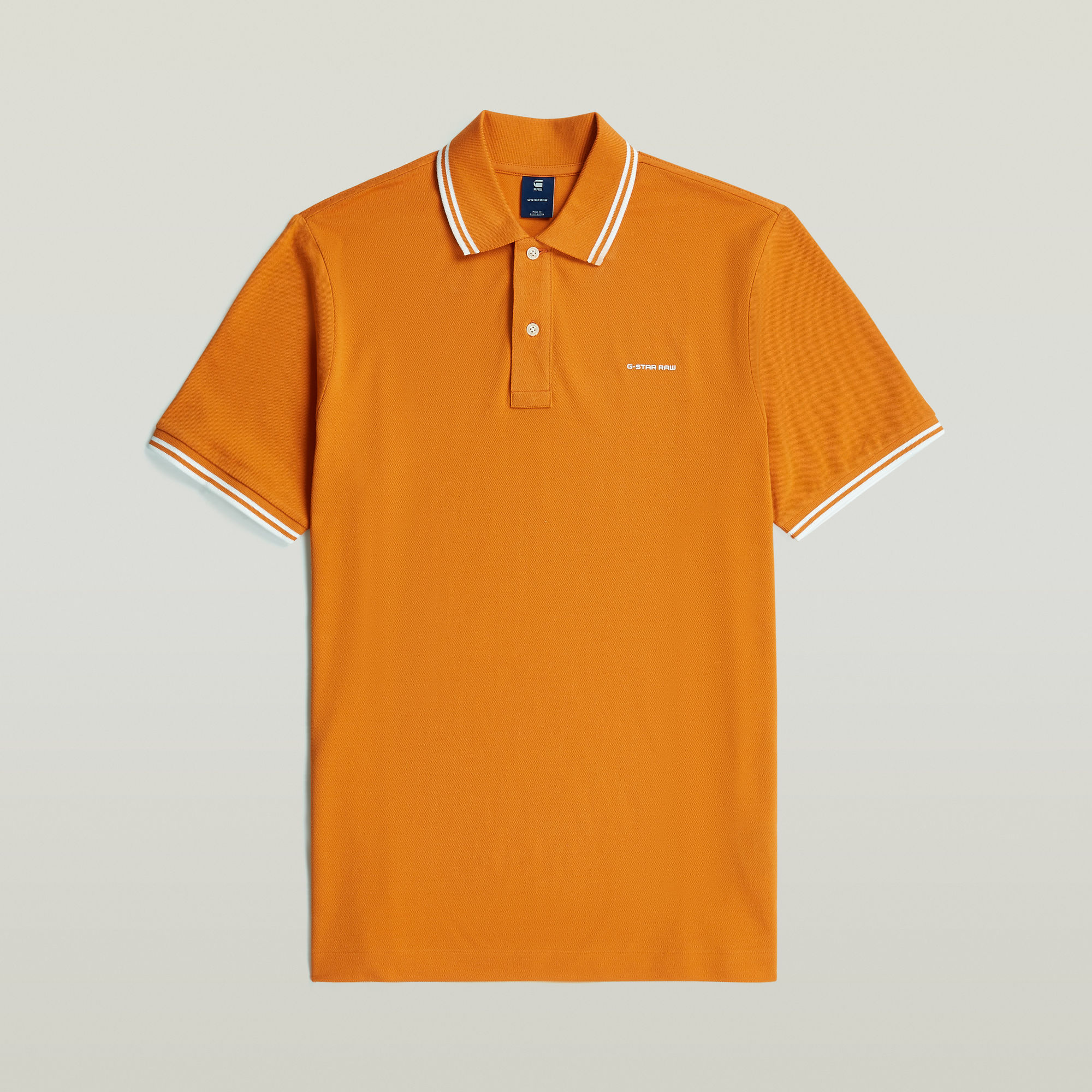 Thumbnail - Chest Logo Striped Poloshirt - Orange - Herren
