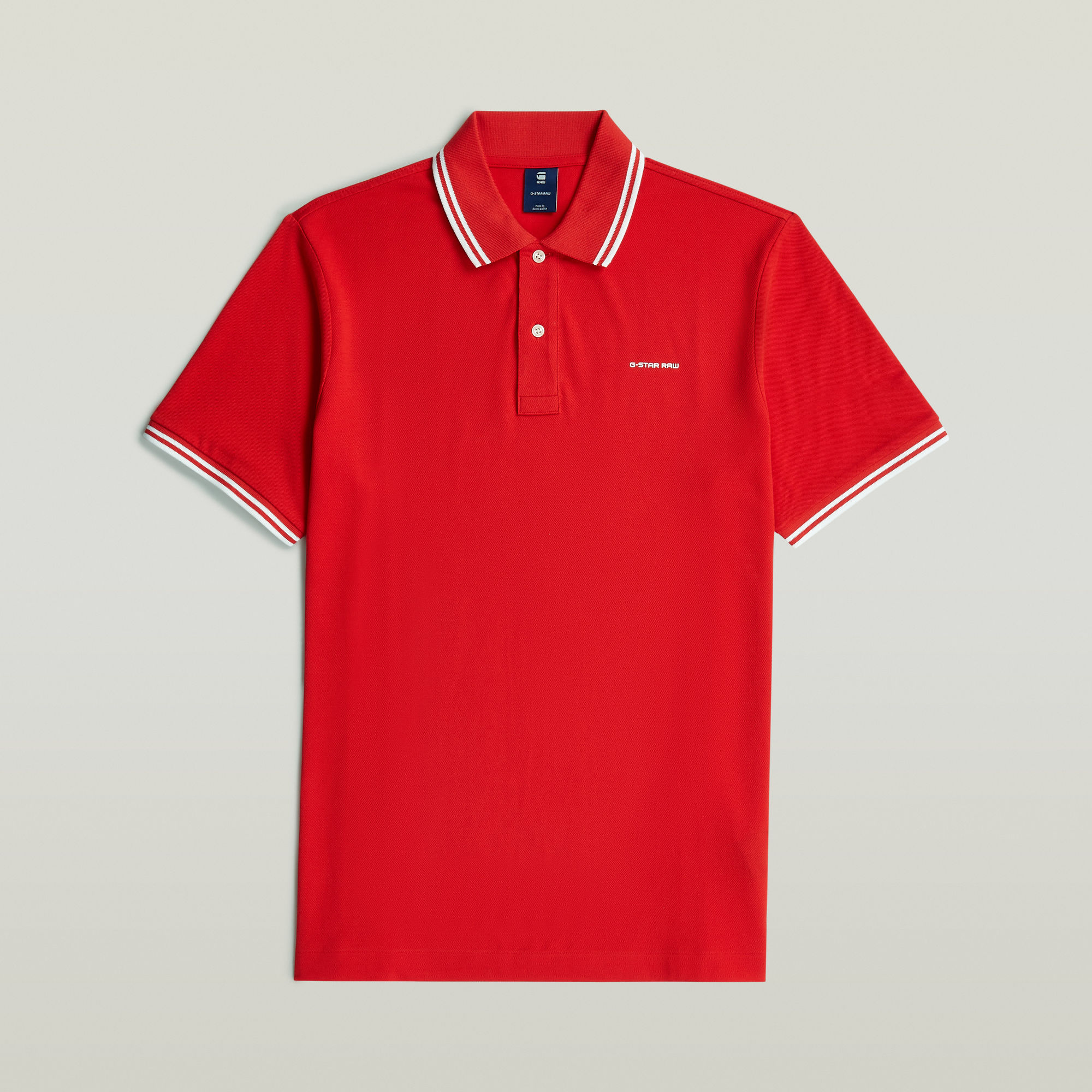 Thumbnail - Chest Logo Striped Poloshirt - Rot - Herren