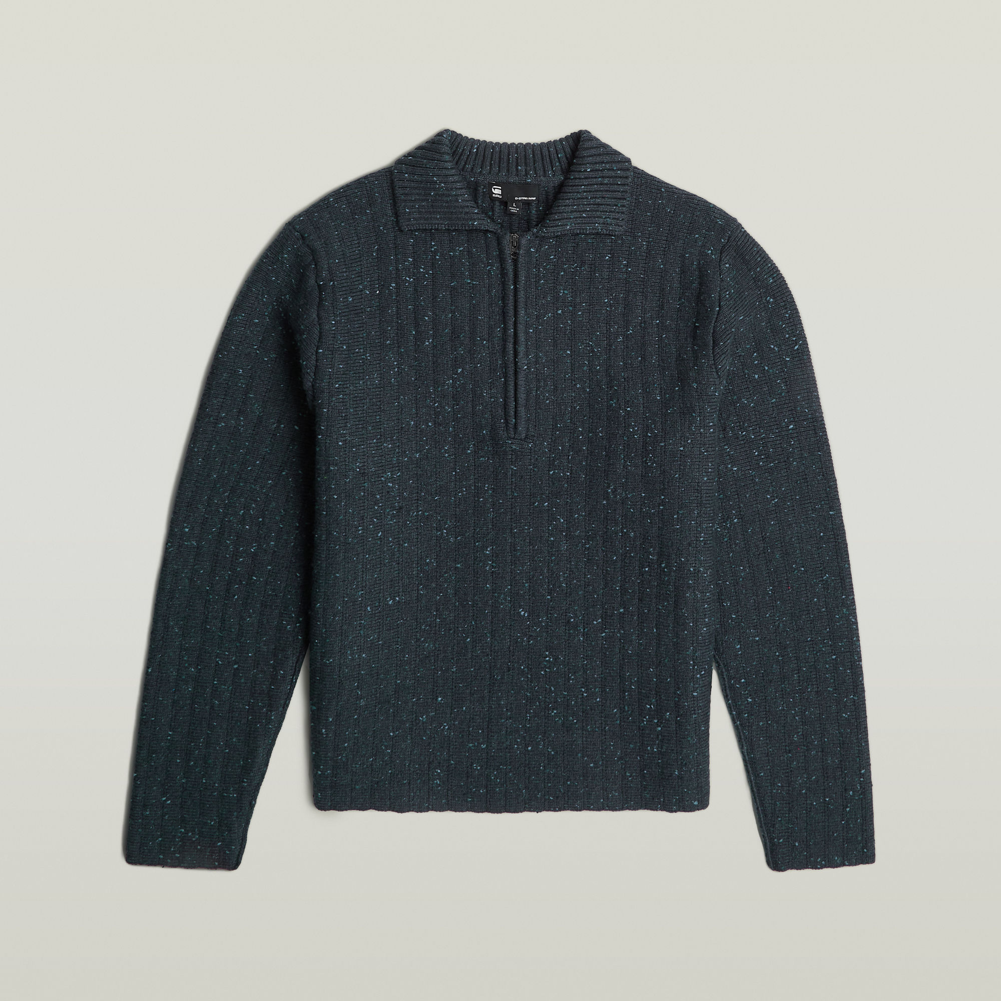Thumbnail - Polo Collar Half Zip Knit - Dunkelblau - Herren