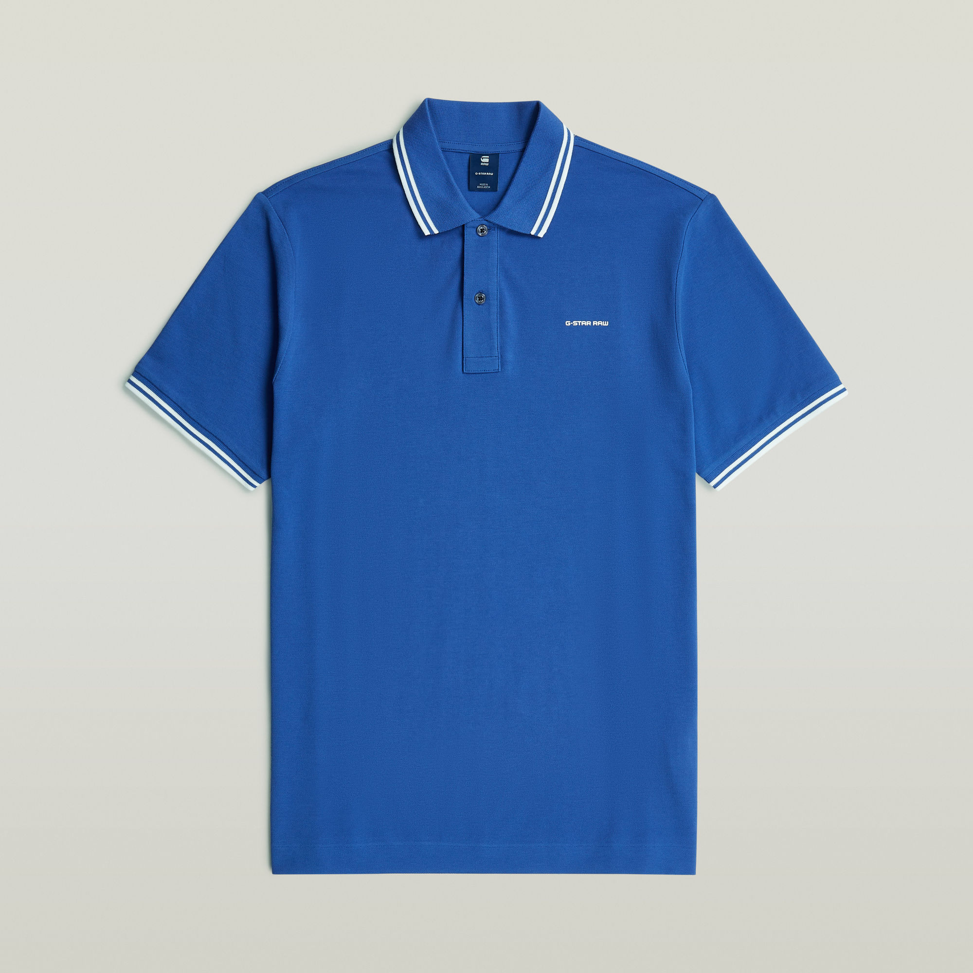 G-Star RAW Chest Logo Striped Polo Midden blauw Heren