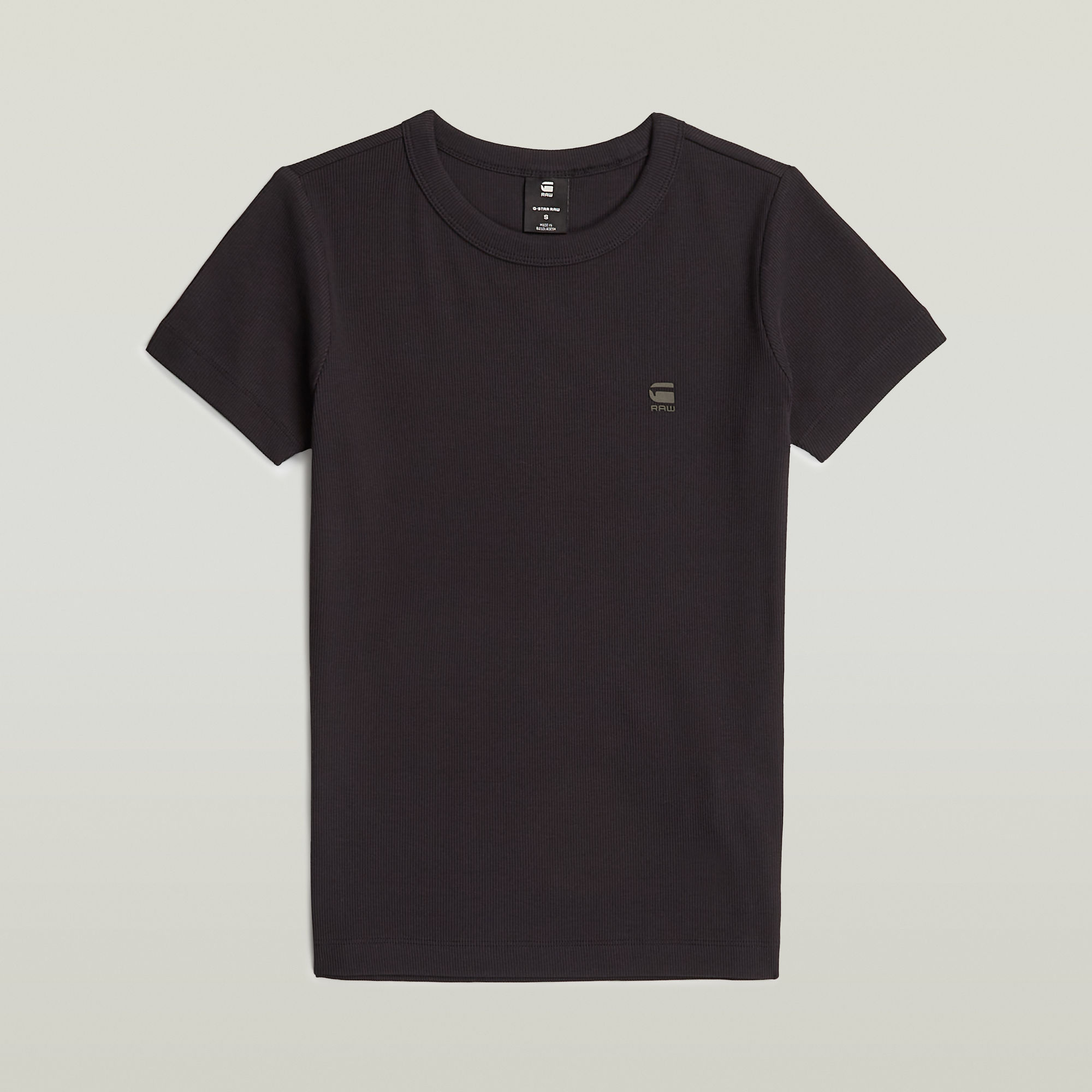 Thumbnail - Rib Cap Sleeve T-Shirt - Schwarz - Damen