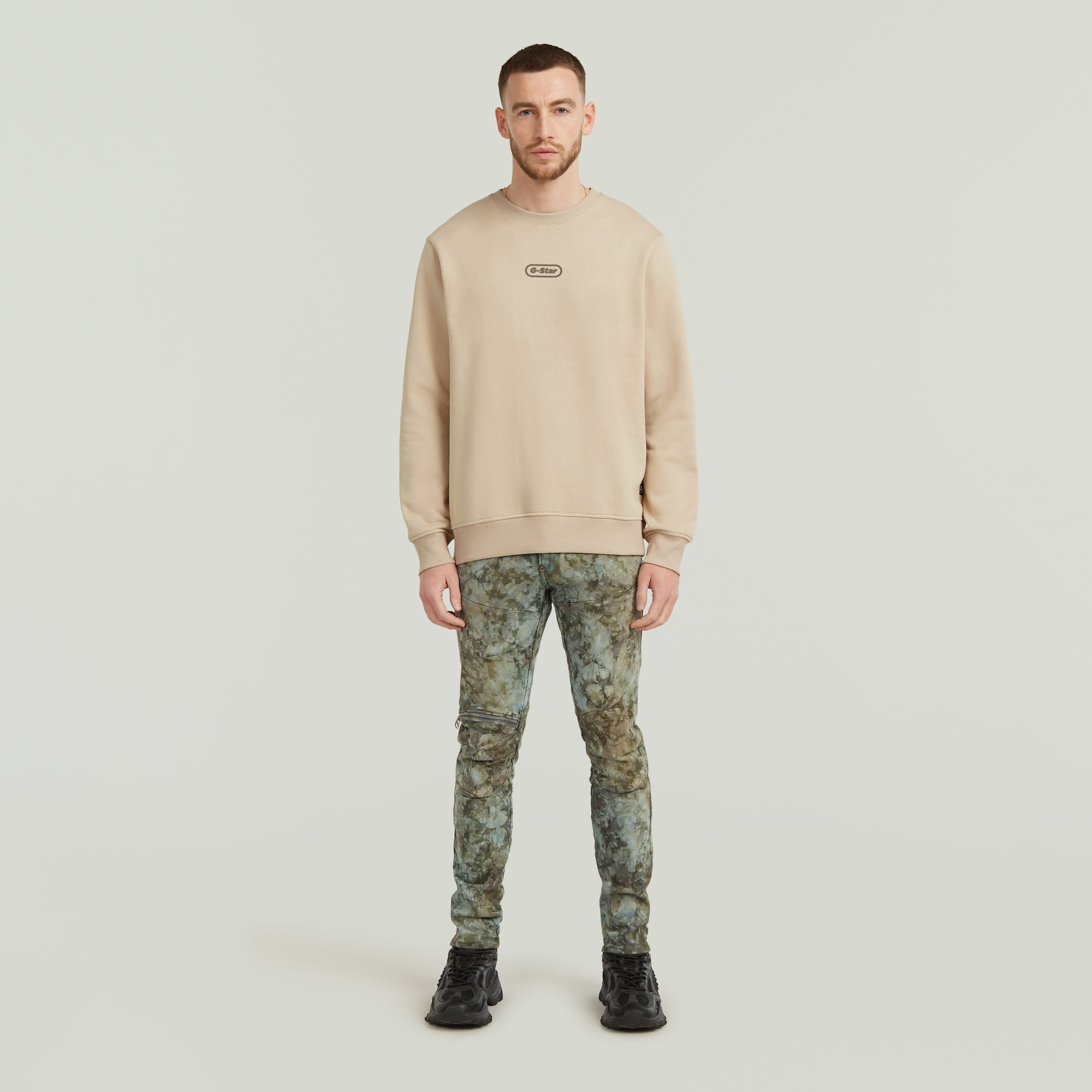 Thumbnail - Center Chest Logo Sweatshirt - Beige - Herren