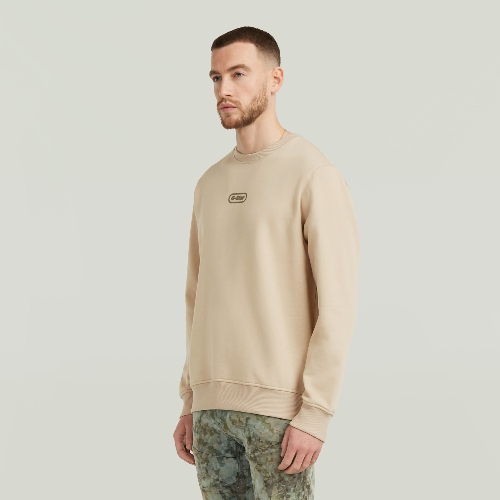 G-Star RAW Center Chest Logo Sweater Beige Heren