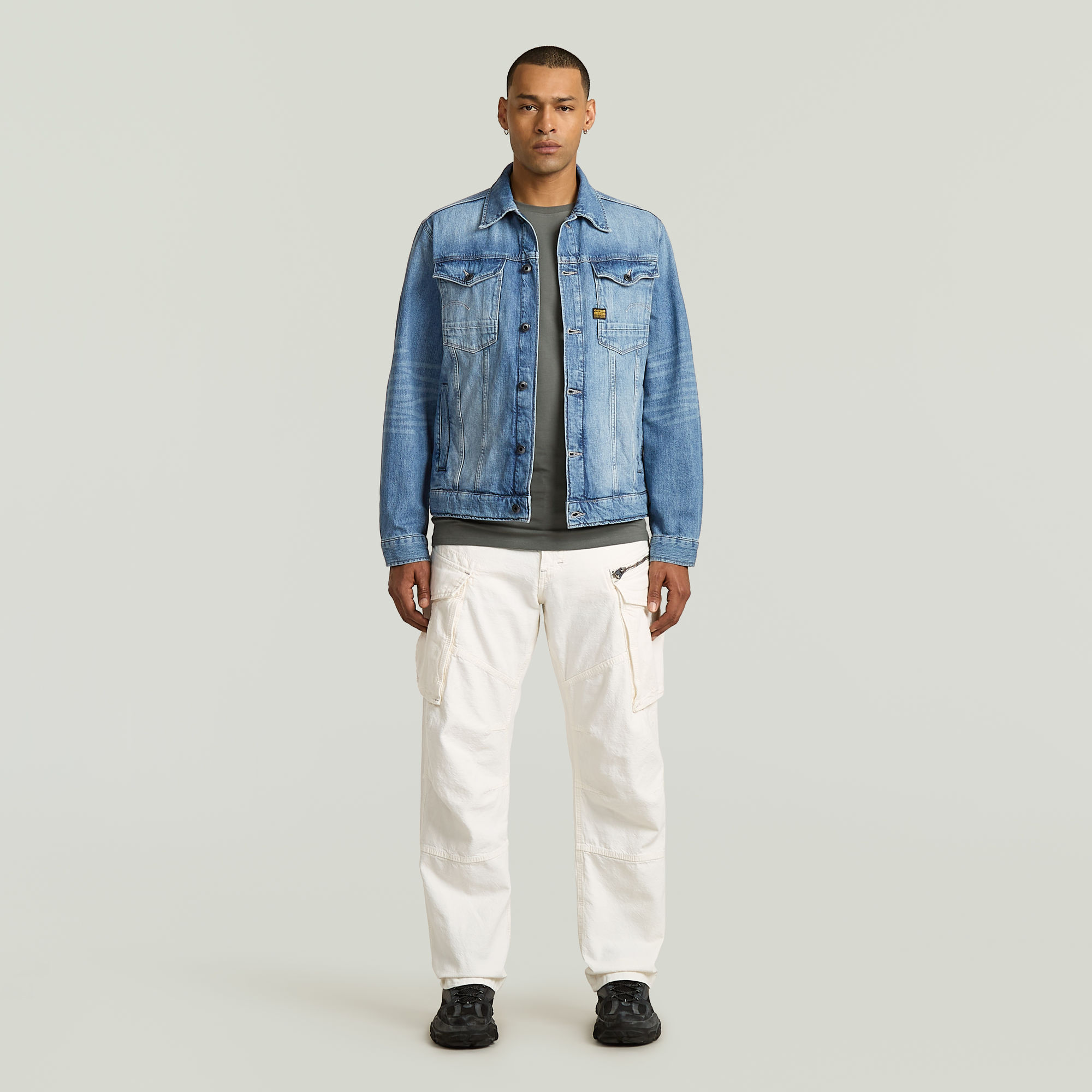 Thumbnail - Rovic 3D Loose Denim Jeans - Beige - Herren