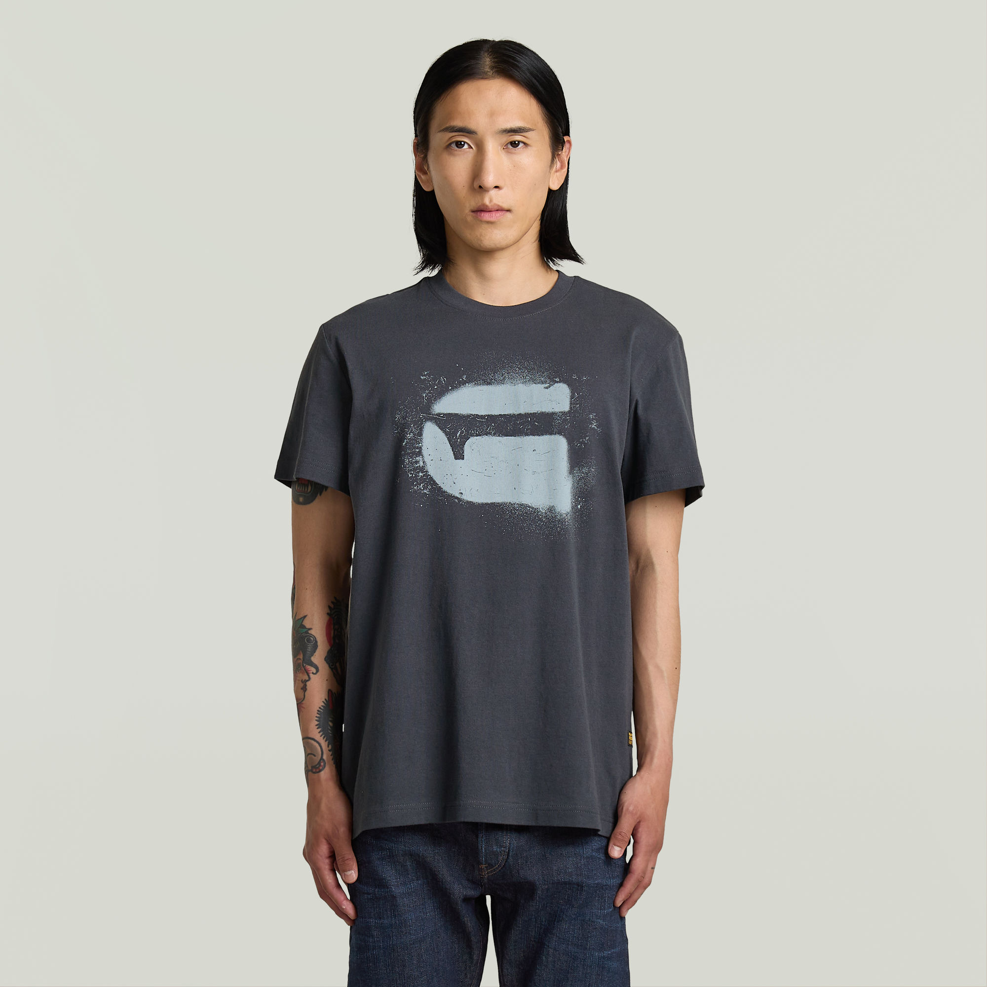 G-Star RAW Spray G Logo T-shirt - Donkerblauw - Heren