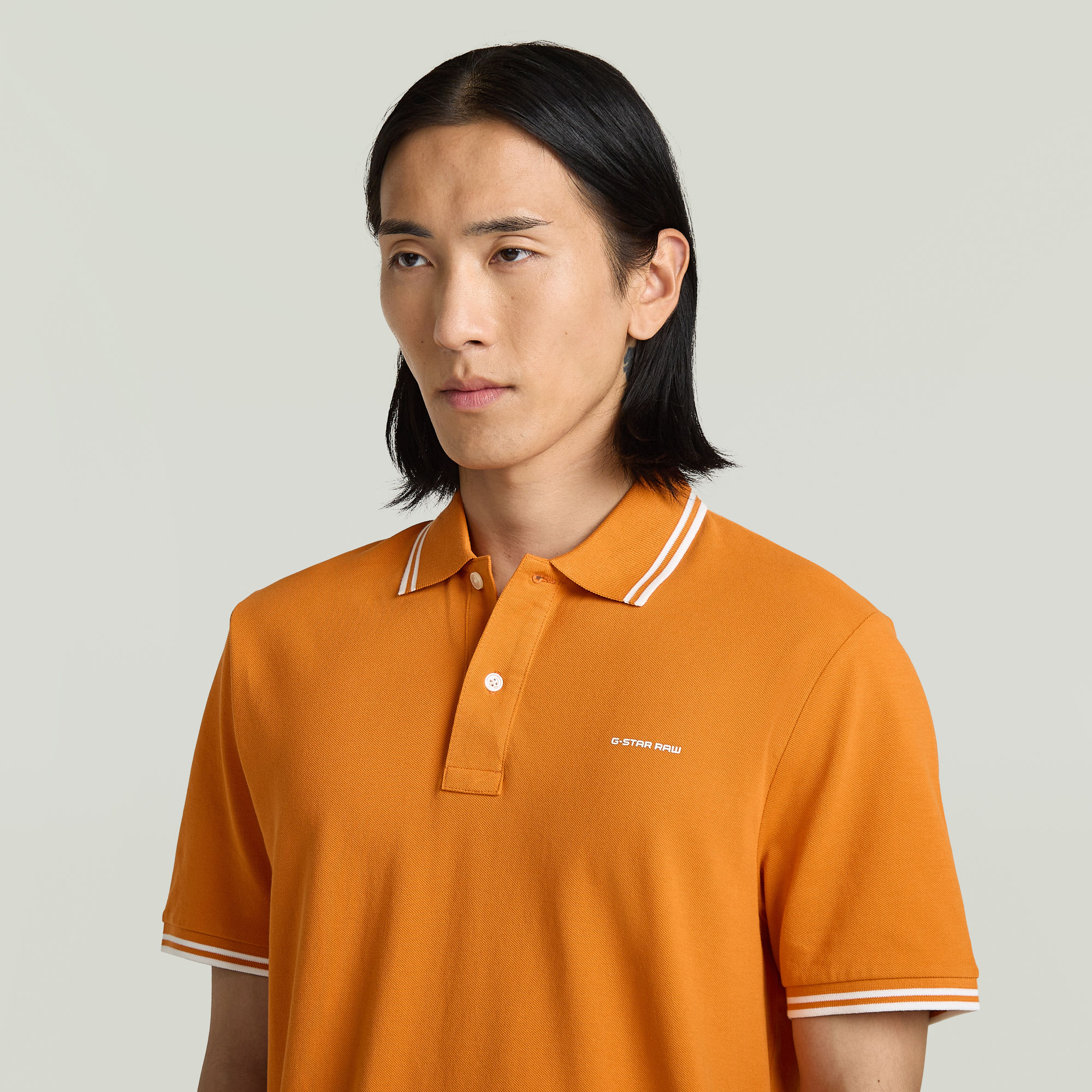 G-Star RAW Chest Logo Striped Polo Oranje Heren
