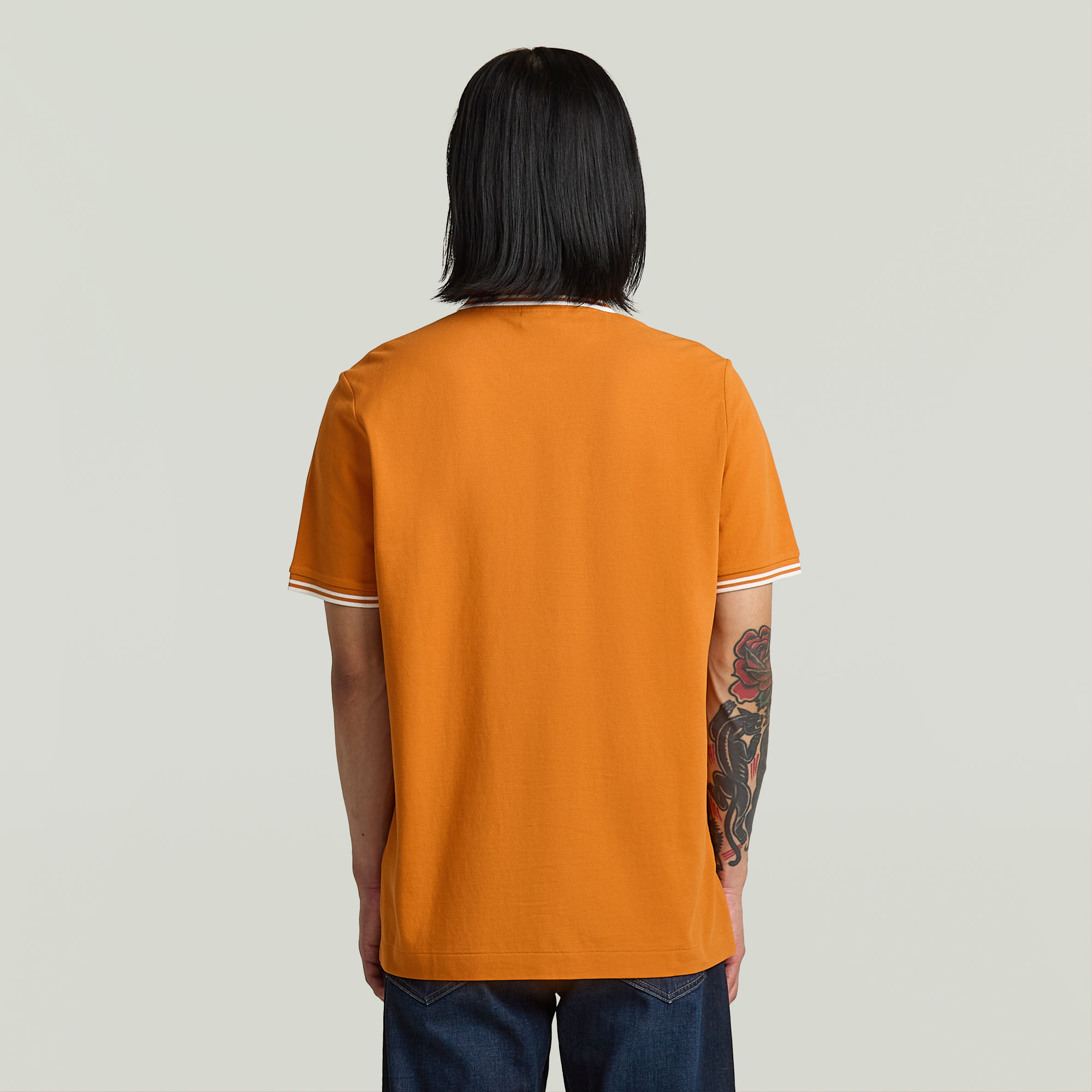 G-Star RAW Chest Logo Striped Polo Oranje Heren